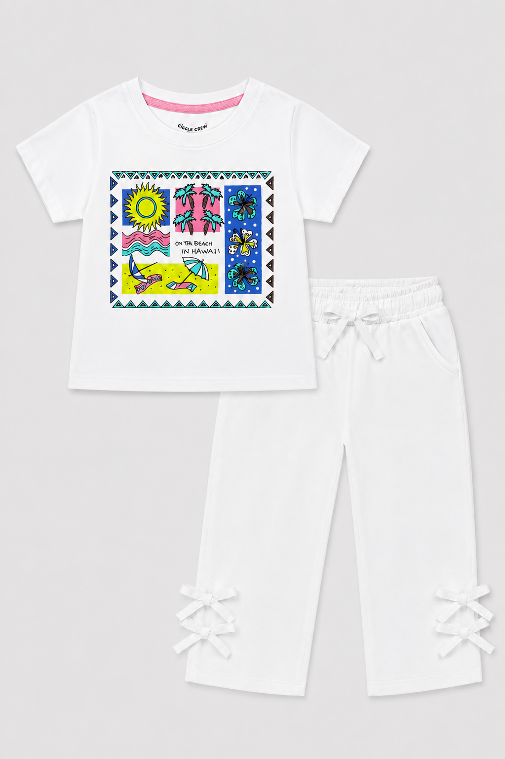 Girls Tropical Hawaii white Co-ord Set