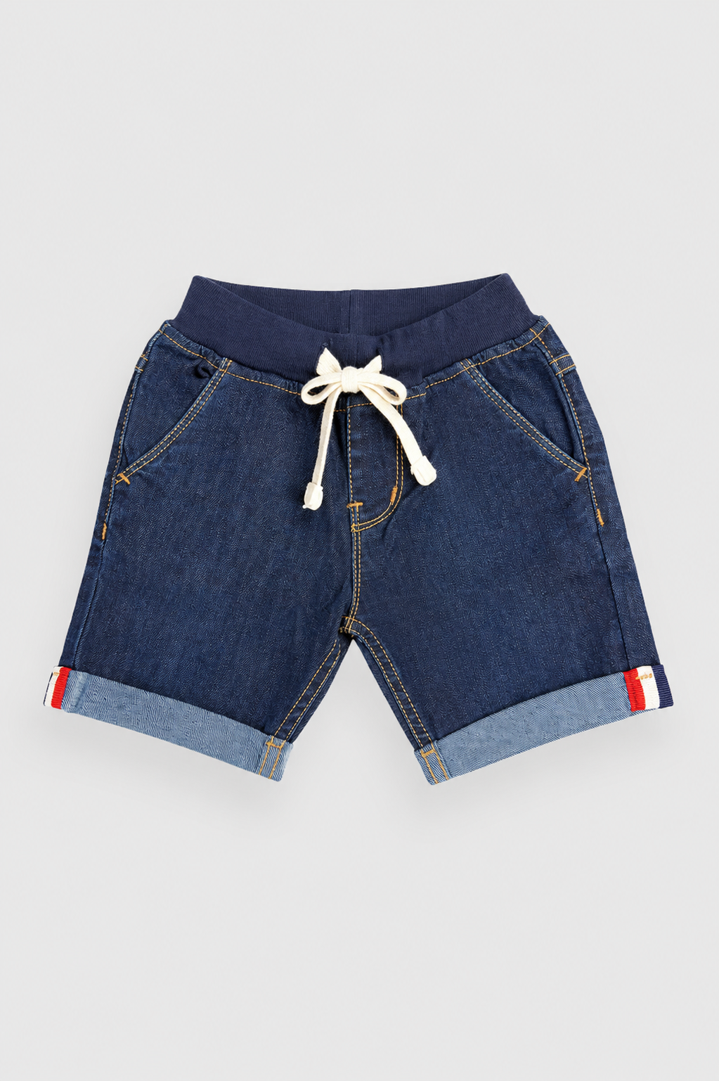 Boys Classic Indigo Denim Roll-Up Shorts | Giggles Crew Kids Clothing Pakistan |