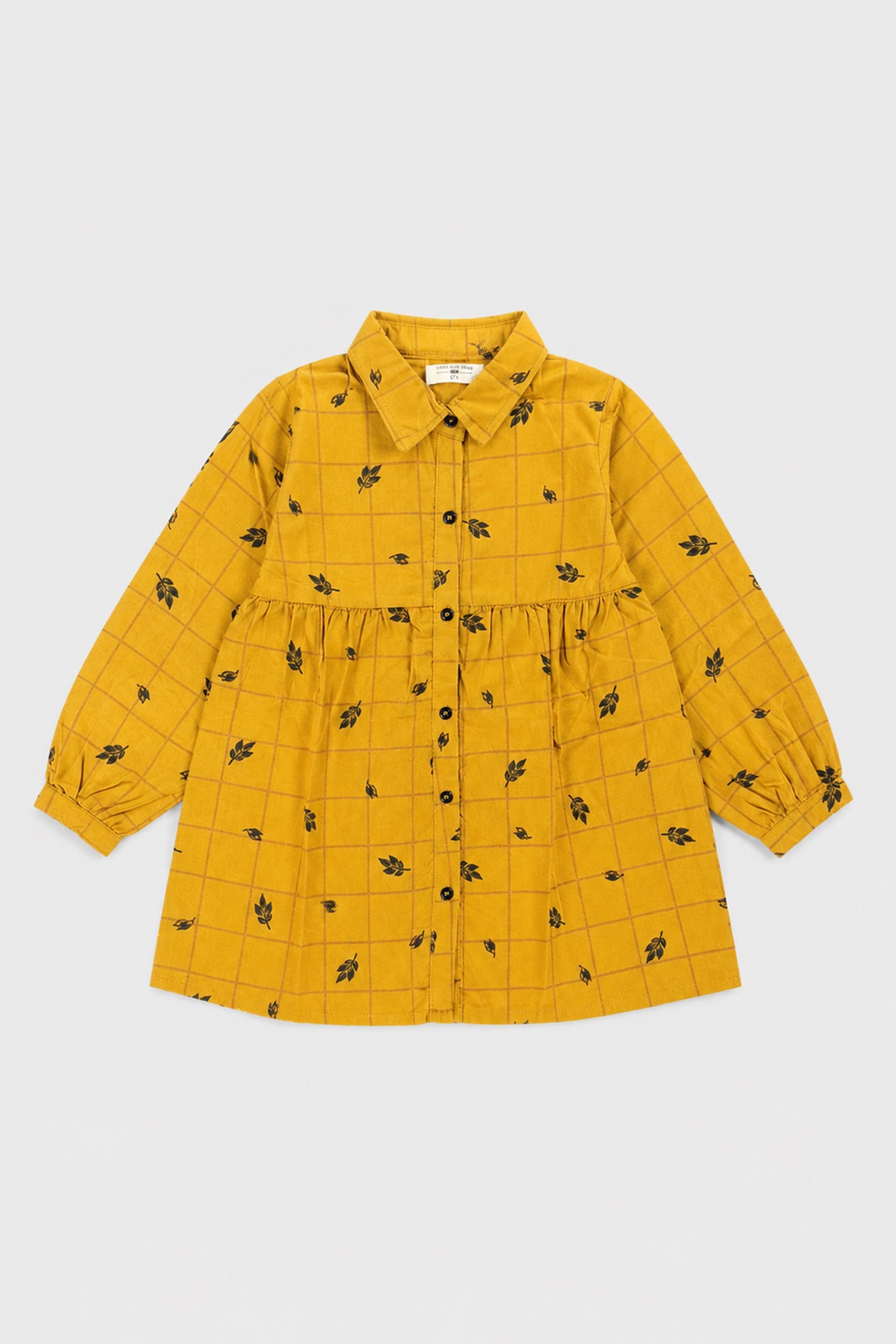 Girls Mustard Bloom Checked frock | Giggles Crew Kids Clothing Pakistan |