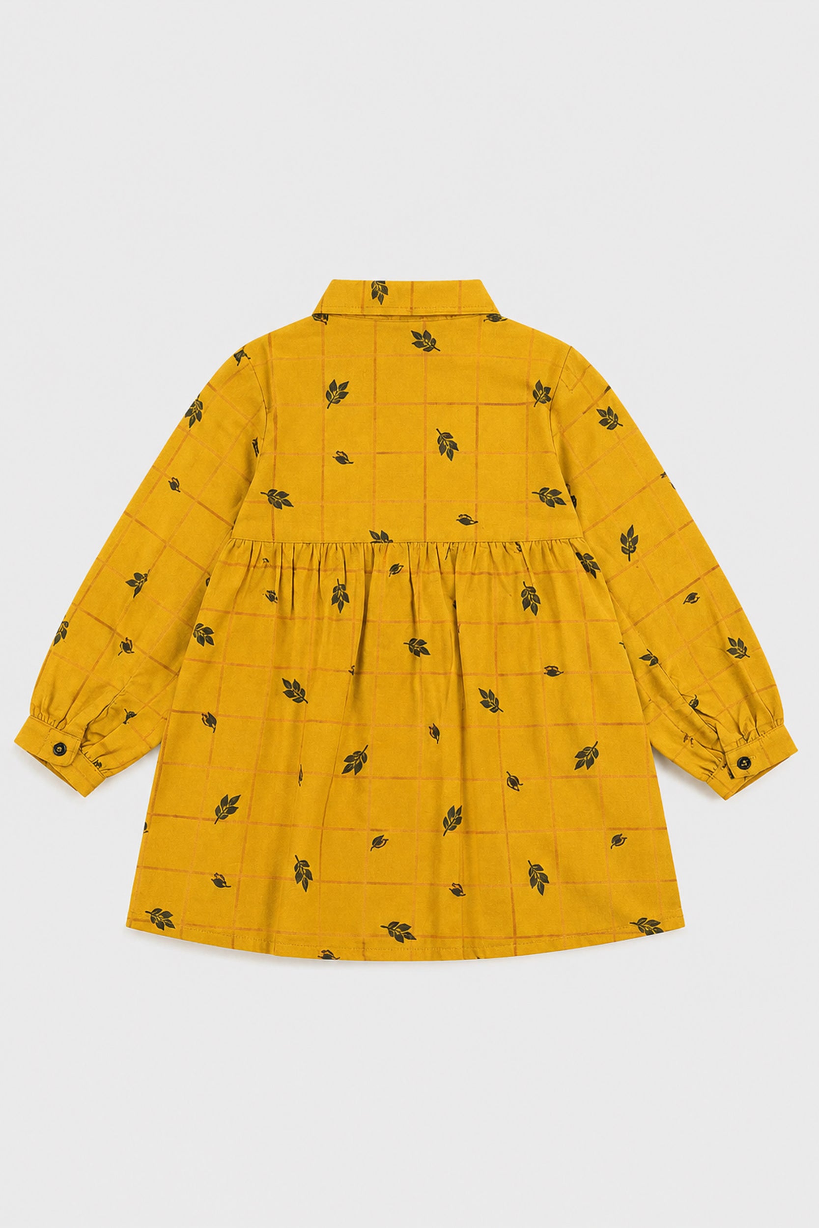 Girls Mustard Bloom Checked frock | Giggles Crew Kids Clothing Pakistan |
