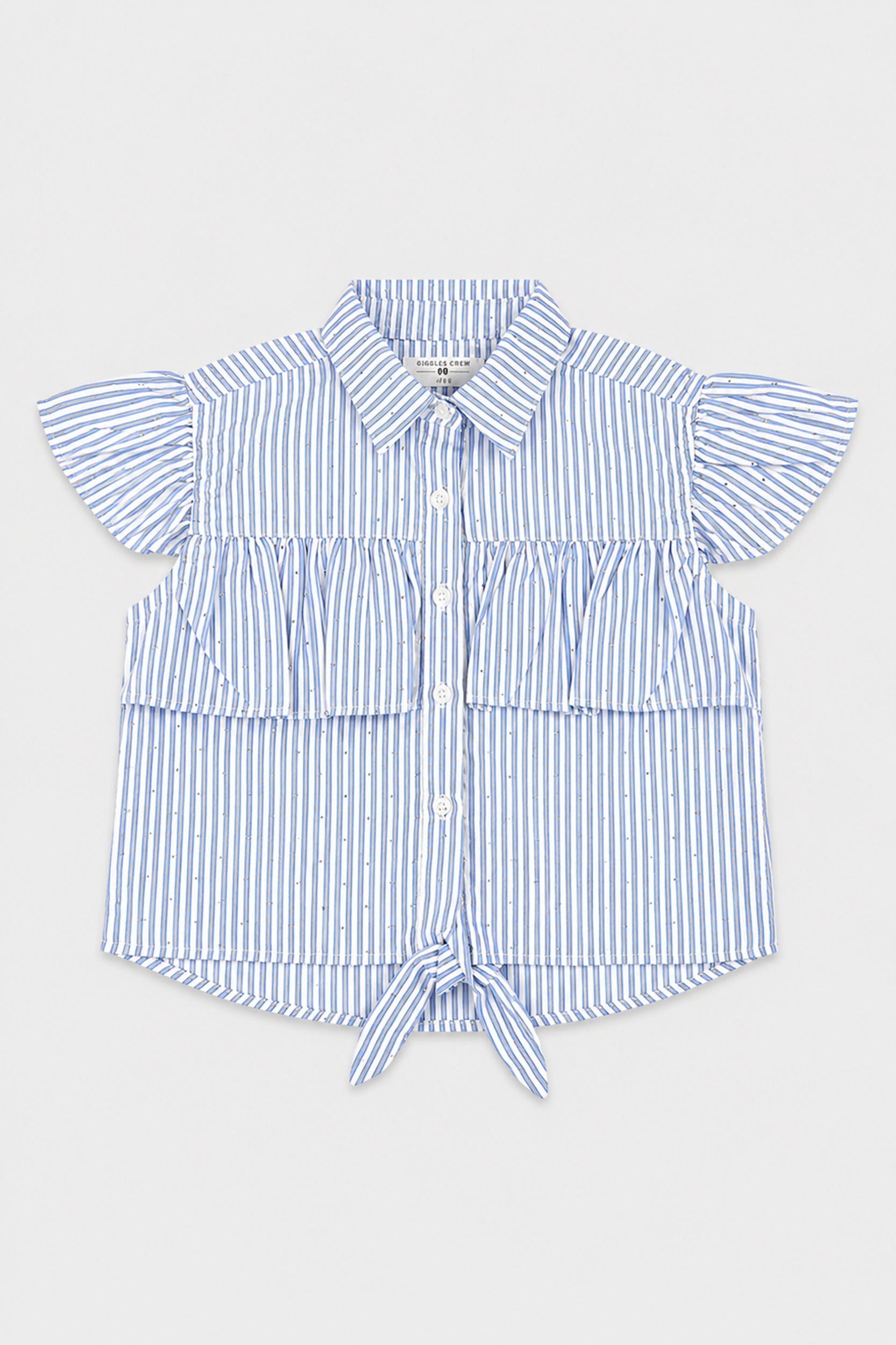 Girl's Sky Stripe Flutter Shirt | Giggles Crew Kids Clothing Pakistan |