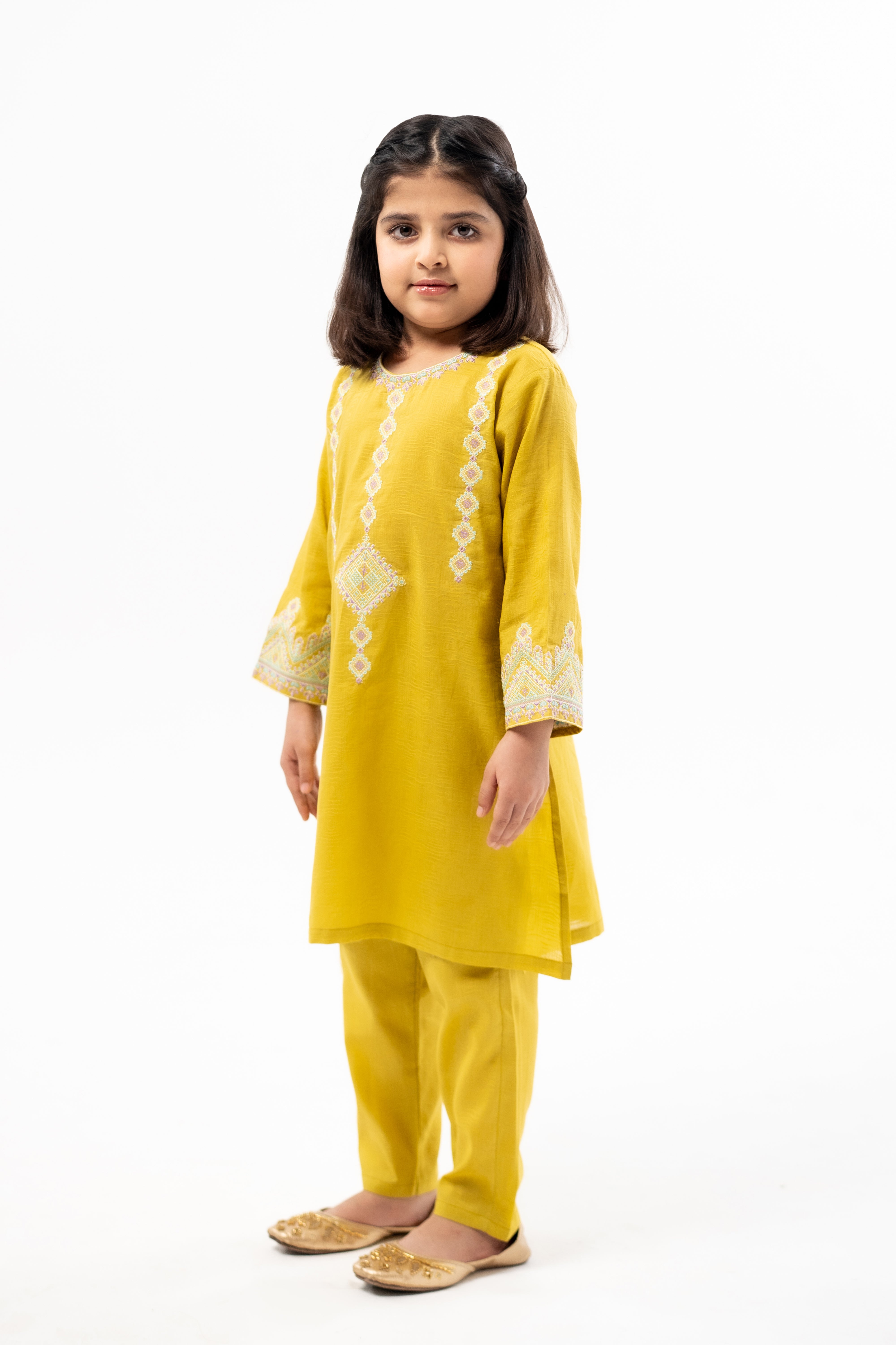 Mustard Embroidered Kurta Set