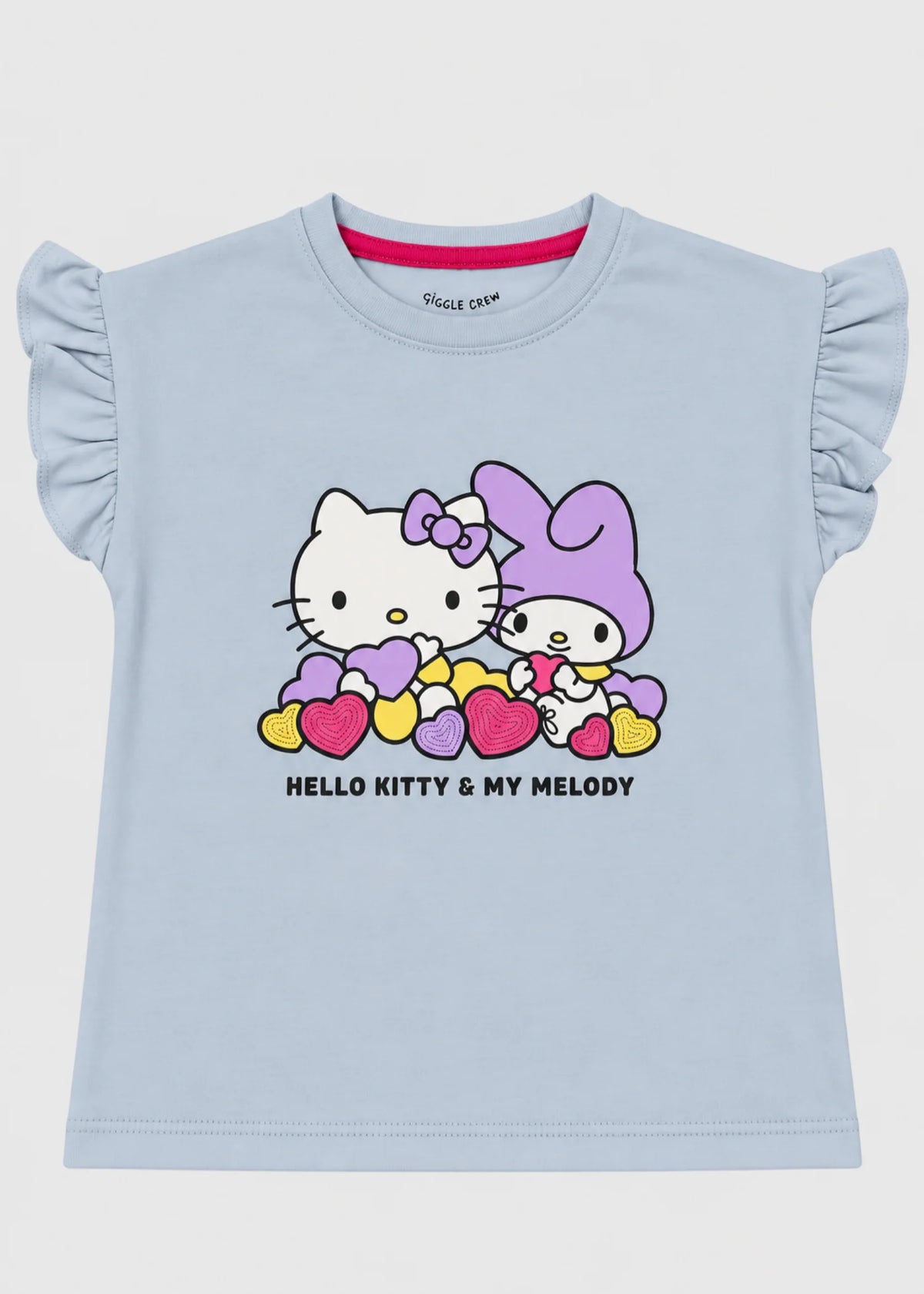 Girls Hello Kitty & My Melody Ruffle Sleeve T-Shirt
