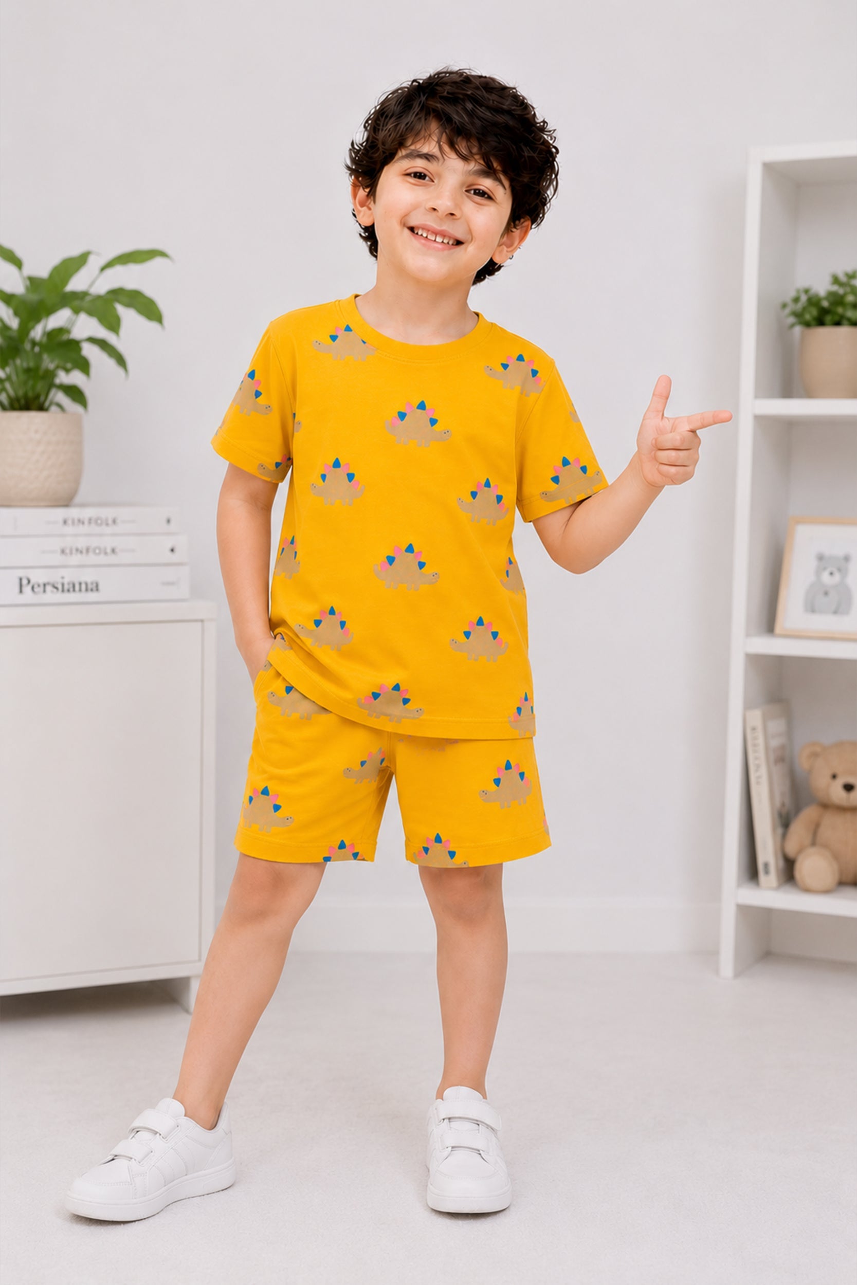 Boys musturd Pop Summer Co-ord Set | Giggles Crew Kids Clothing Pakistan |