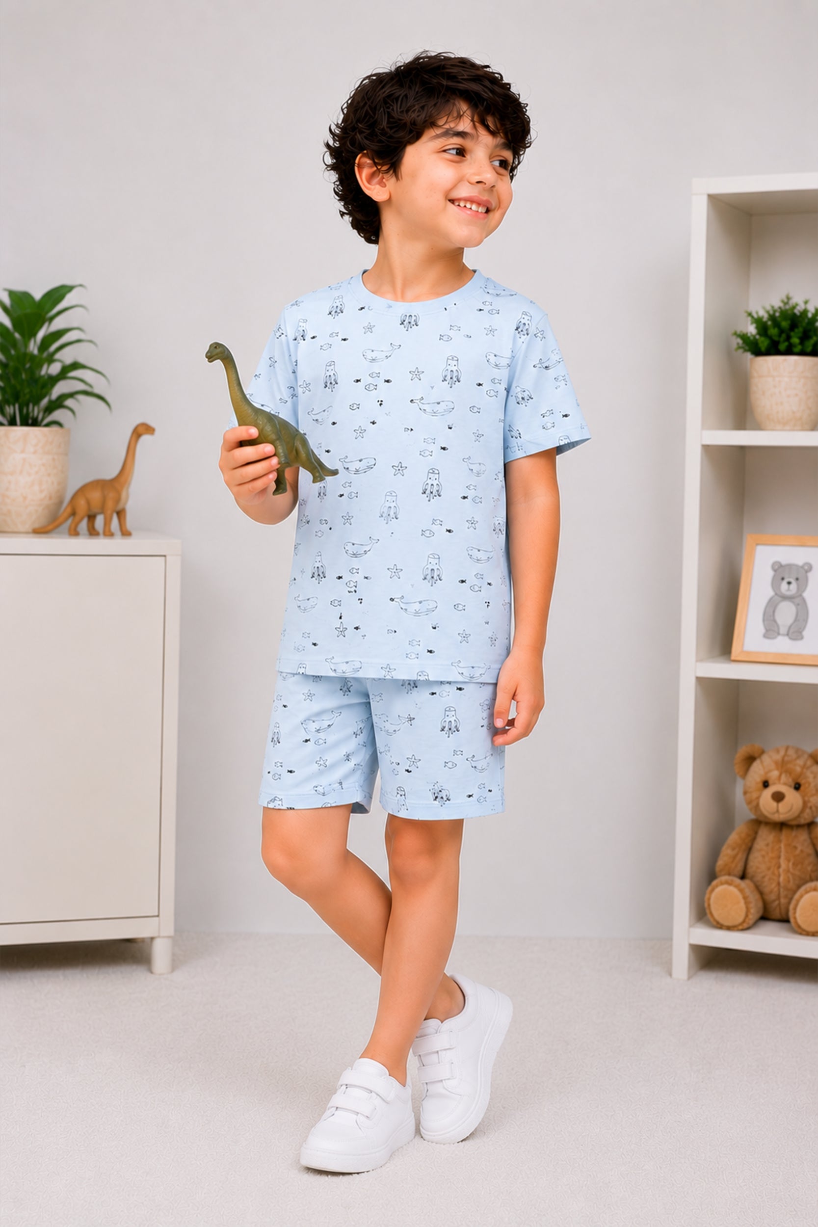 Boys Printed Ocean Adventure Co-ord Shorts | Giggles Crew Kids Clothing Pakistan |