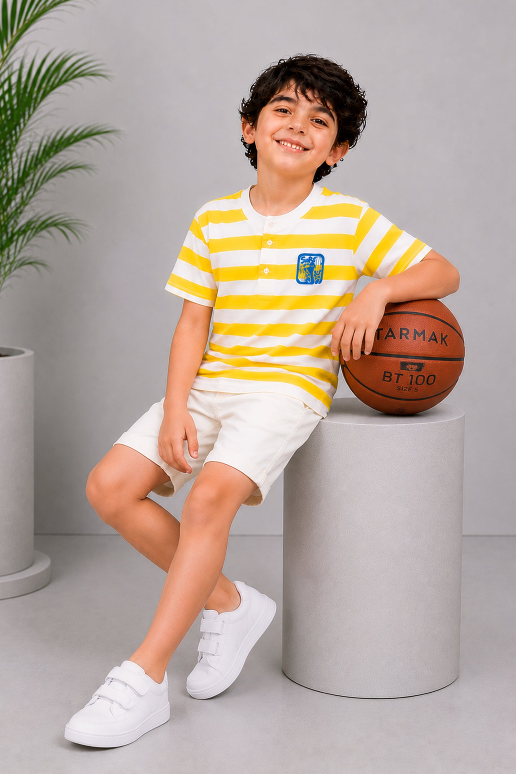 Boy's Sunshine Surf Striped Henley T-Shirt