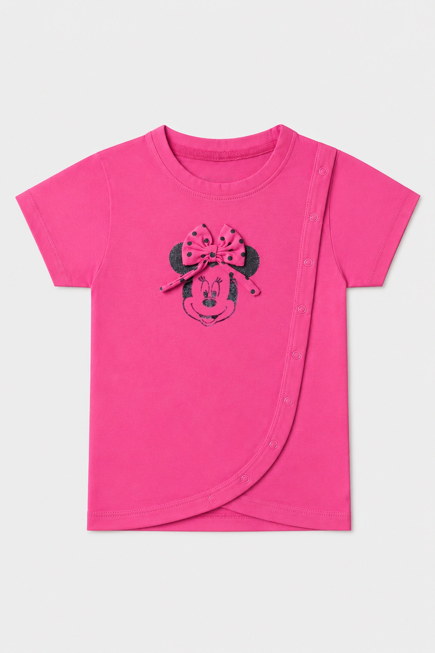 Girls Pink Bow Accent Wrap-Style T-Shirt | Giggles Crew Kids Clothing Pakistan |