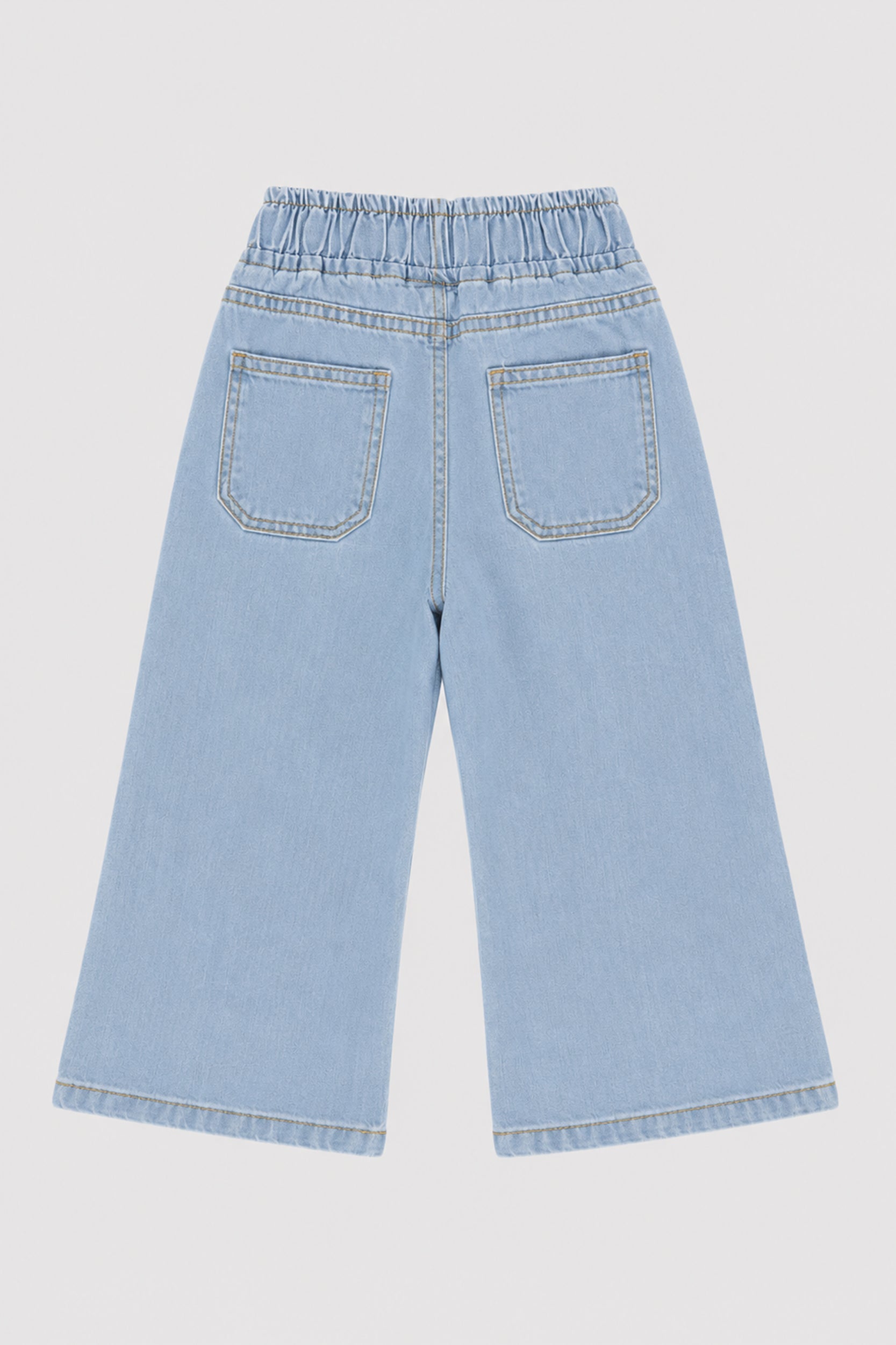 Girls Heart Patch Wide Leg Denim Pants | Giggles Crew Kids Clothing Pakistan |
