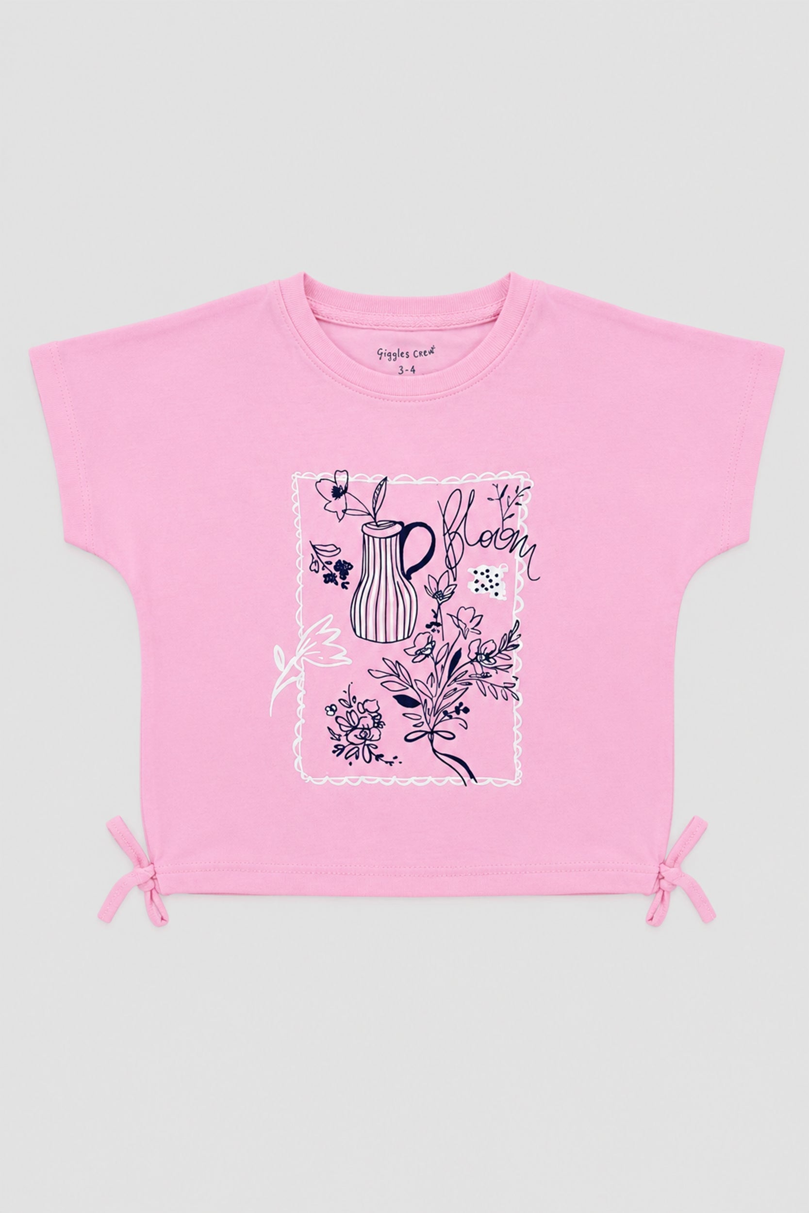 Girls Bloom Tie-Hem Girls T-Shirt | Giggles Crew Kids Clothing Pakistan |