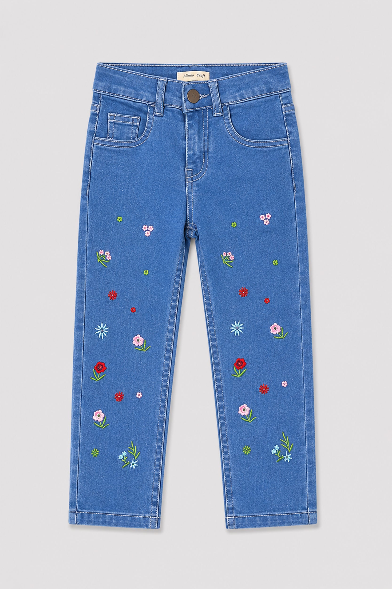 Girls Embroidered Denim narrow bottom Pants | Giggles Crew Kids Clothing Pakistan |