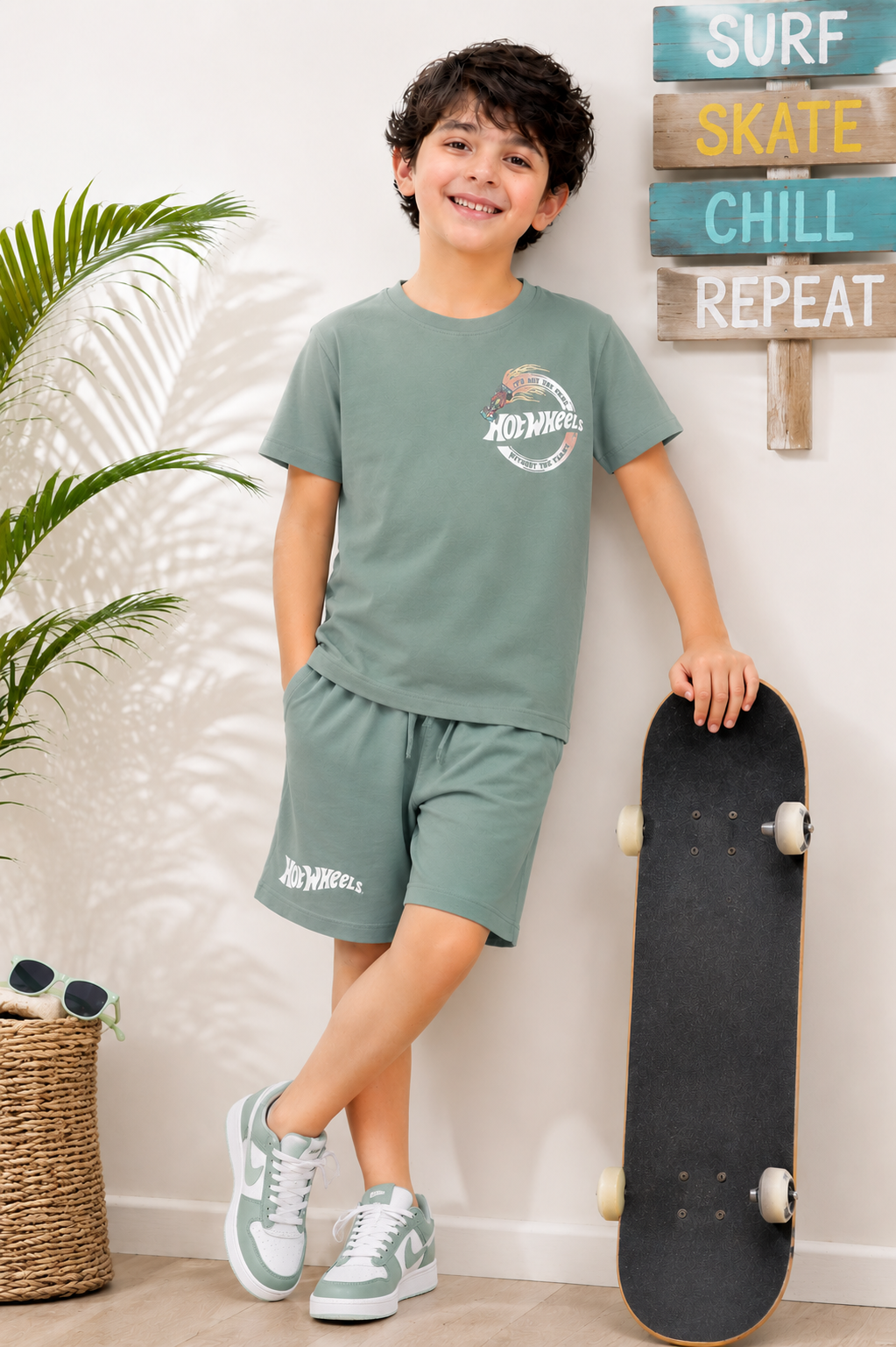 Boy's Sage Drift Hot Wheels Co-ord Set | Giggles Crew Kids Clothing Pakistan |