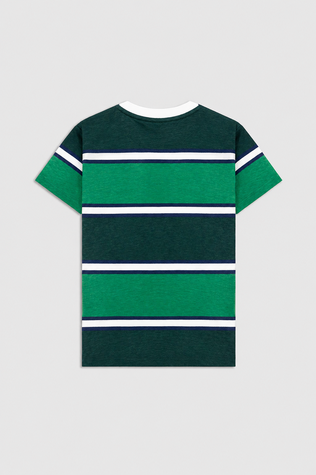 Boys Green Color-Block Striped T-Shirt