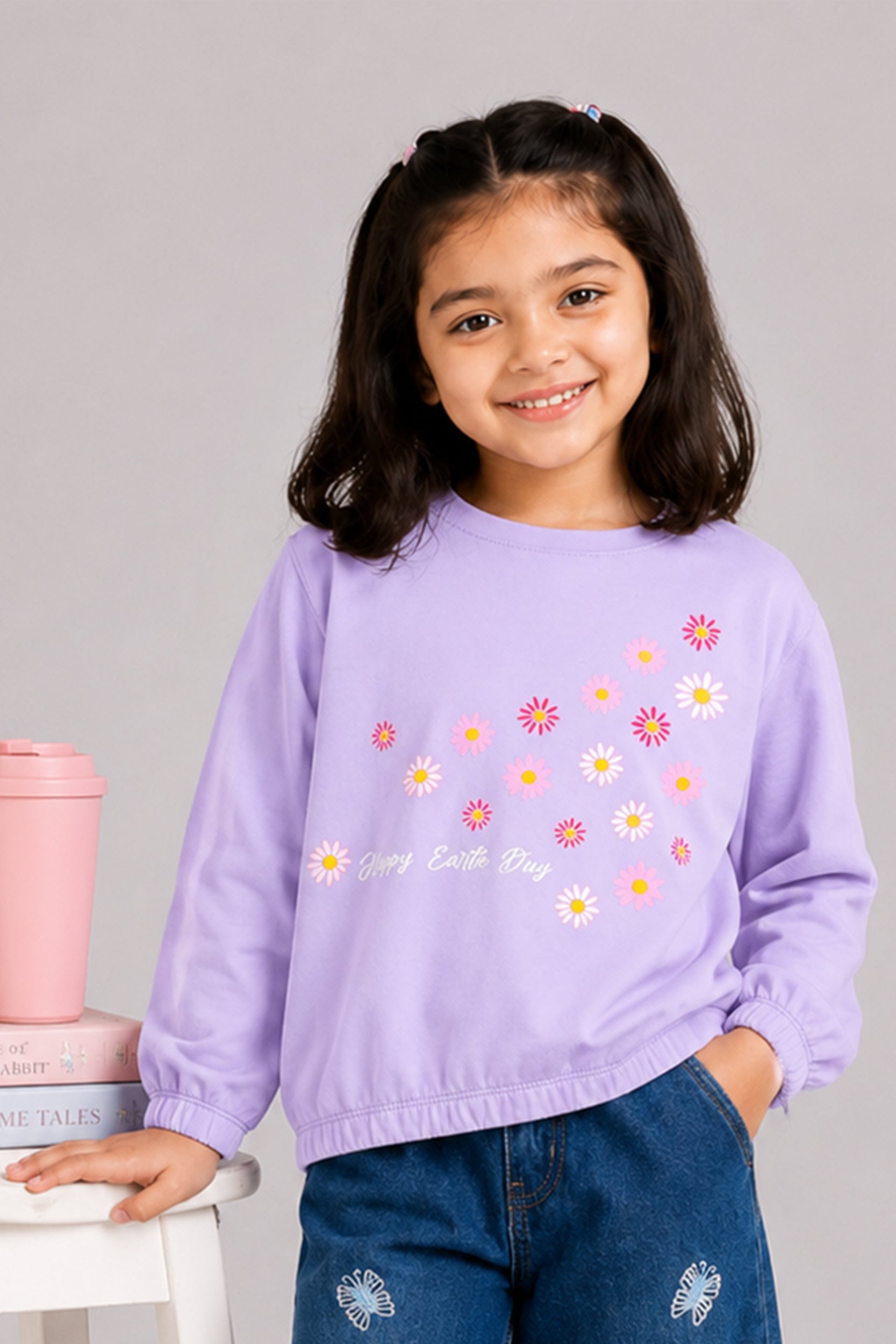 Girls Lavender full sleeve t-Shirt | Giggles Crew Kids Clothing Pakistan |