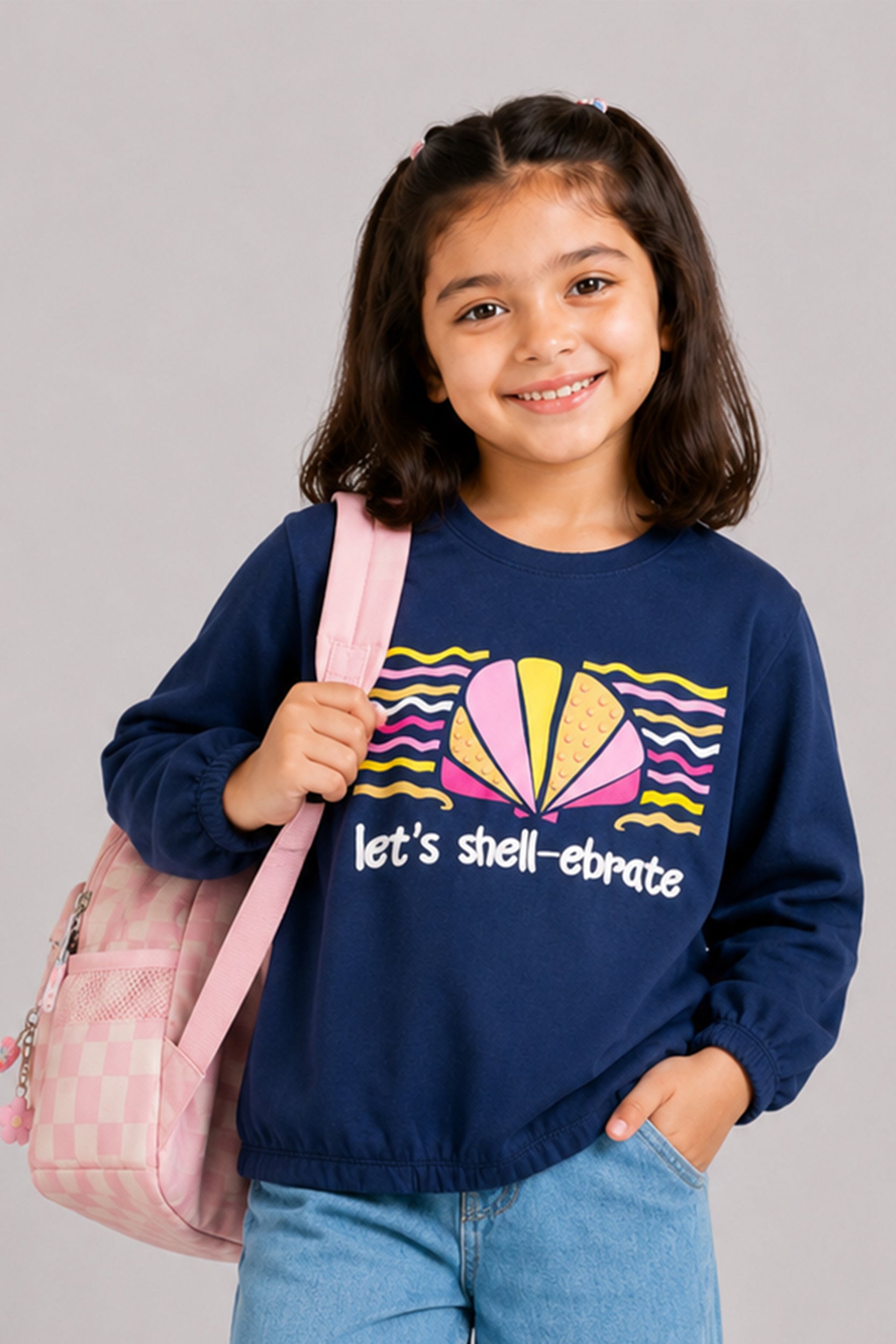 Girls navy blue full Sleeve t-Shirt