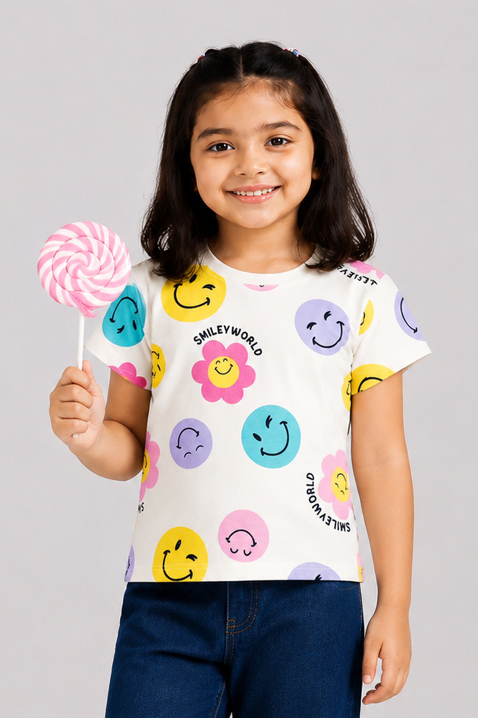 Girls Smiley Bloom Tee | Giggles Crew Kids Clothing Pakistan |