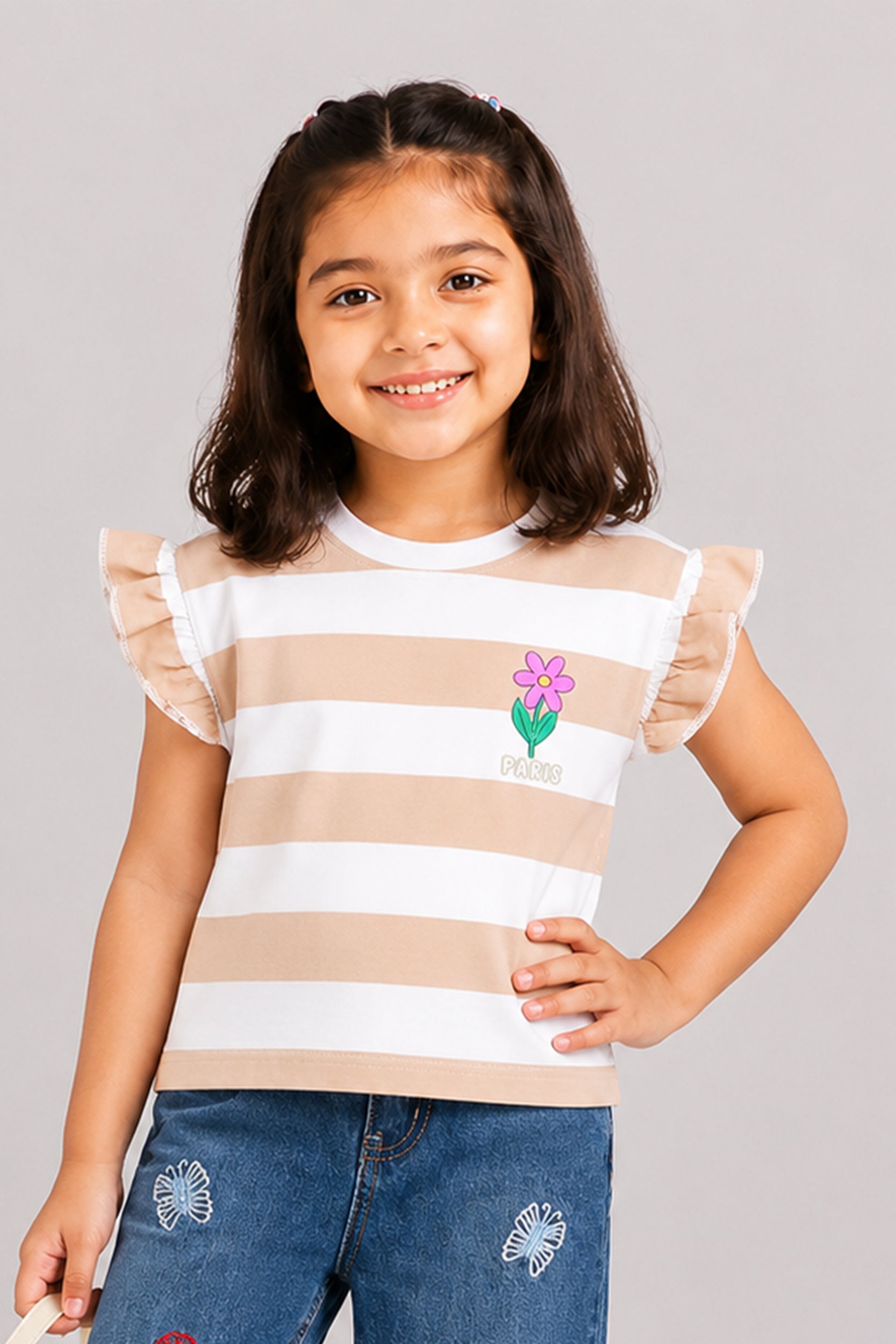 Girls Paris Bloom Stripe Tee