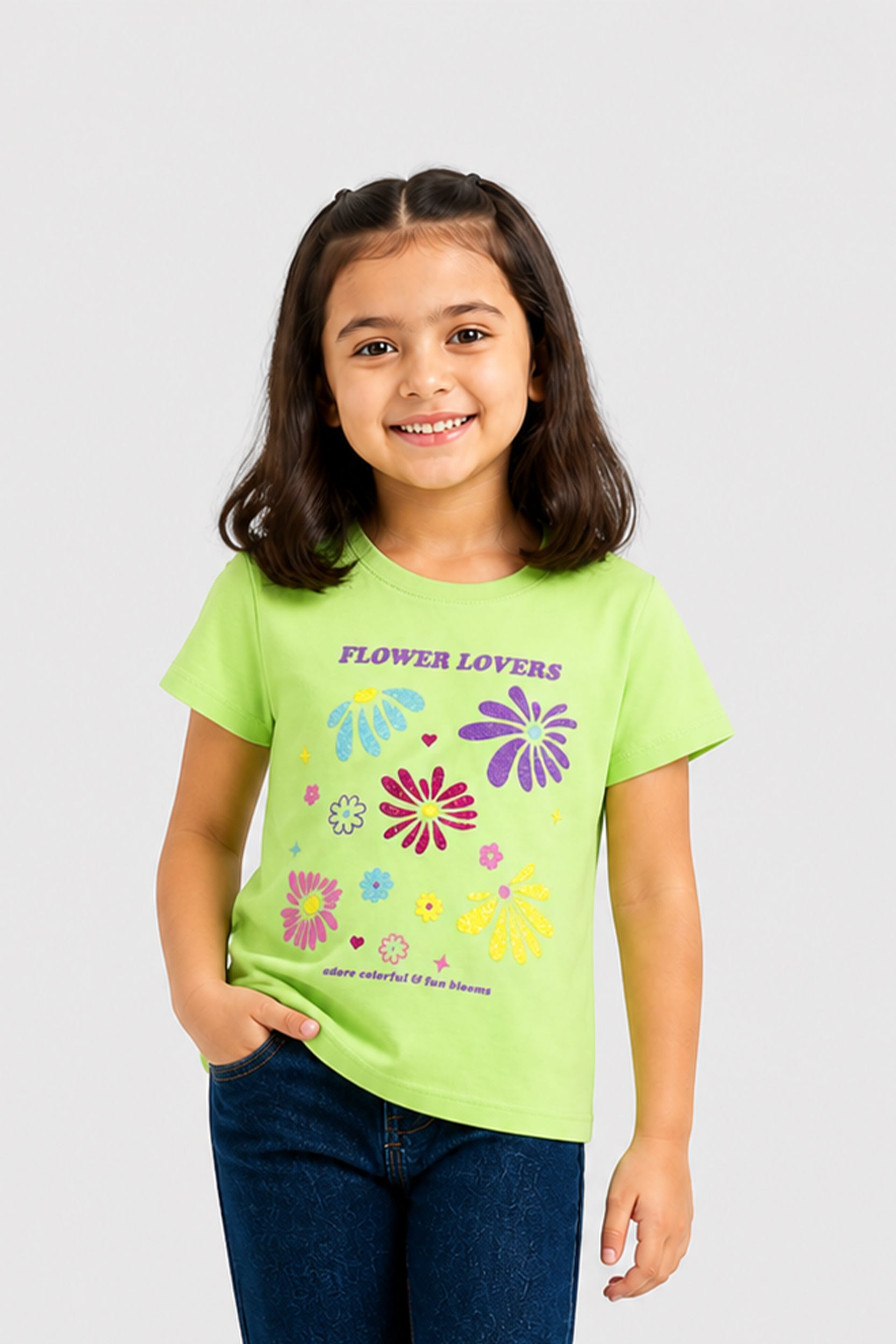 Girls Flower Graphic Tee Shirt