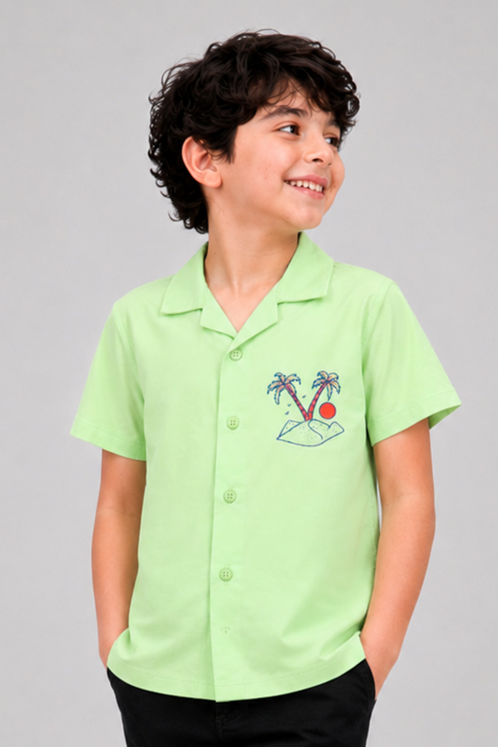 Boys Tropical Mint Breeze Shirt | Giggles Crew Kids Clothing Pakistan |