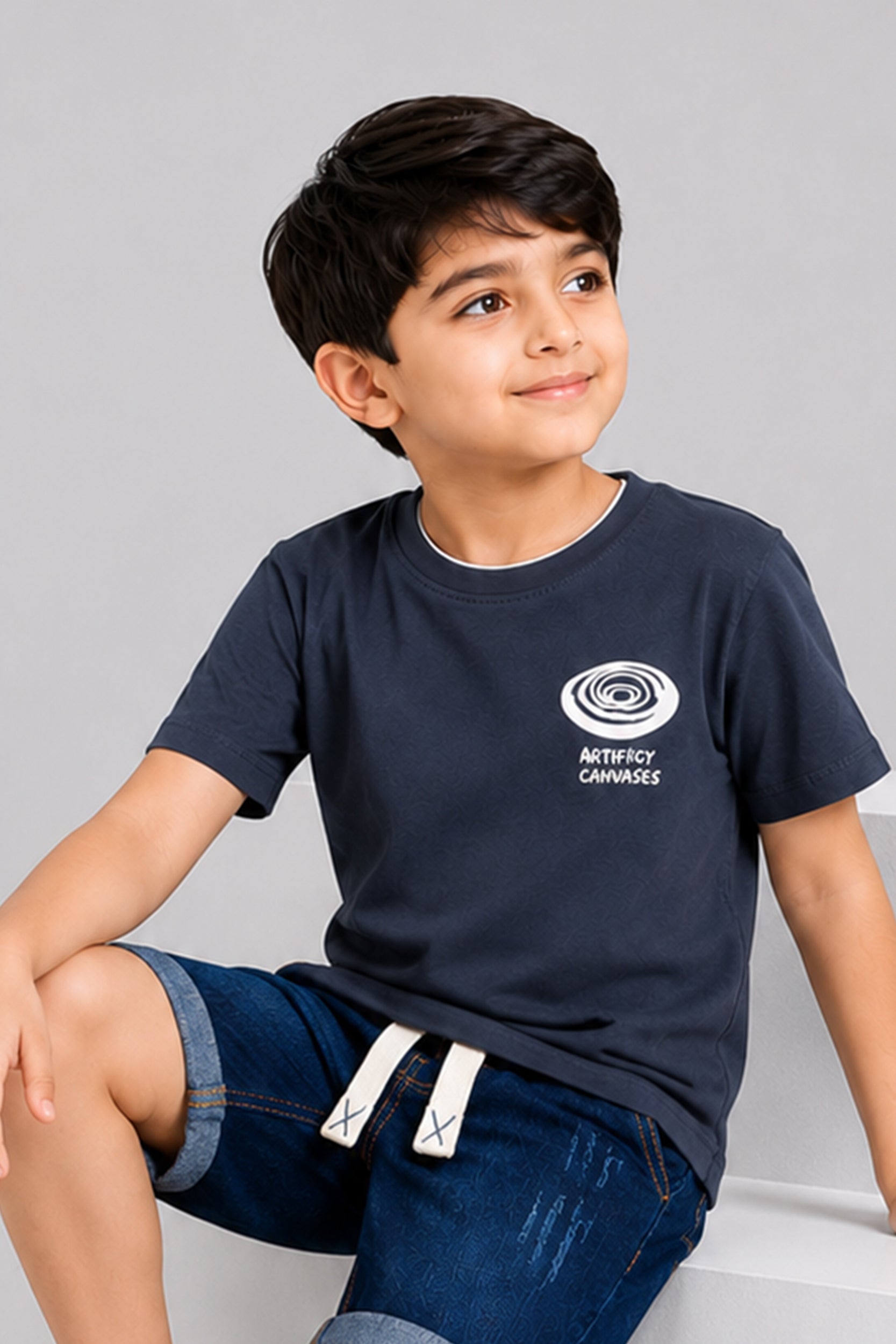Boys Salmon Surf Print T-shirt | Giggles Crew Kids Clothing Pakistan |
