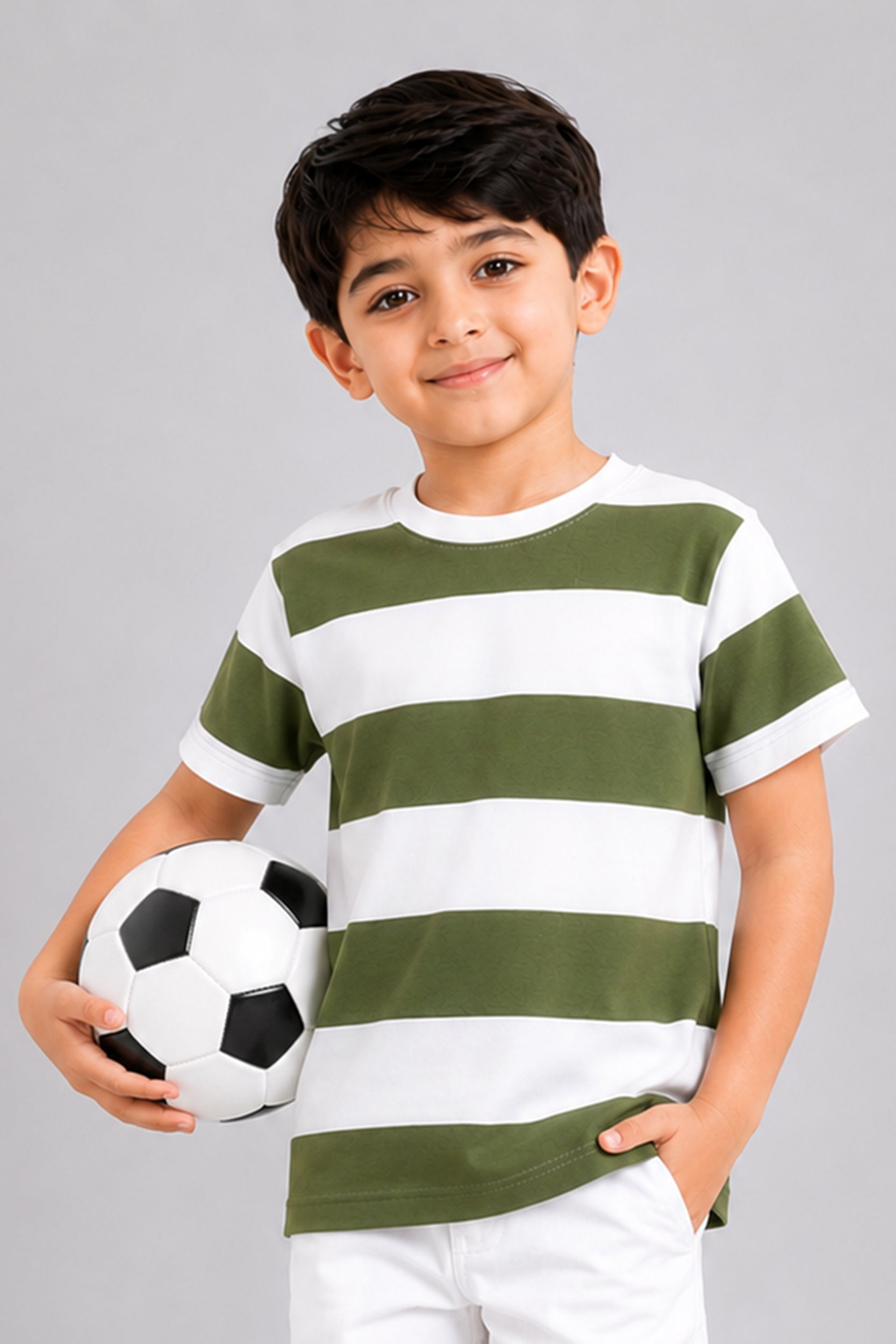 Green and White Striped T-shirt | Giggles Crew Kids Clothing Pakistan |