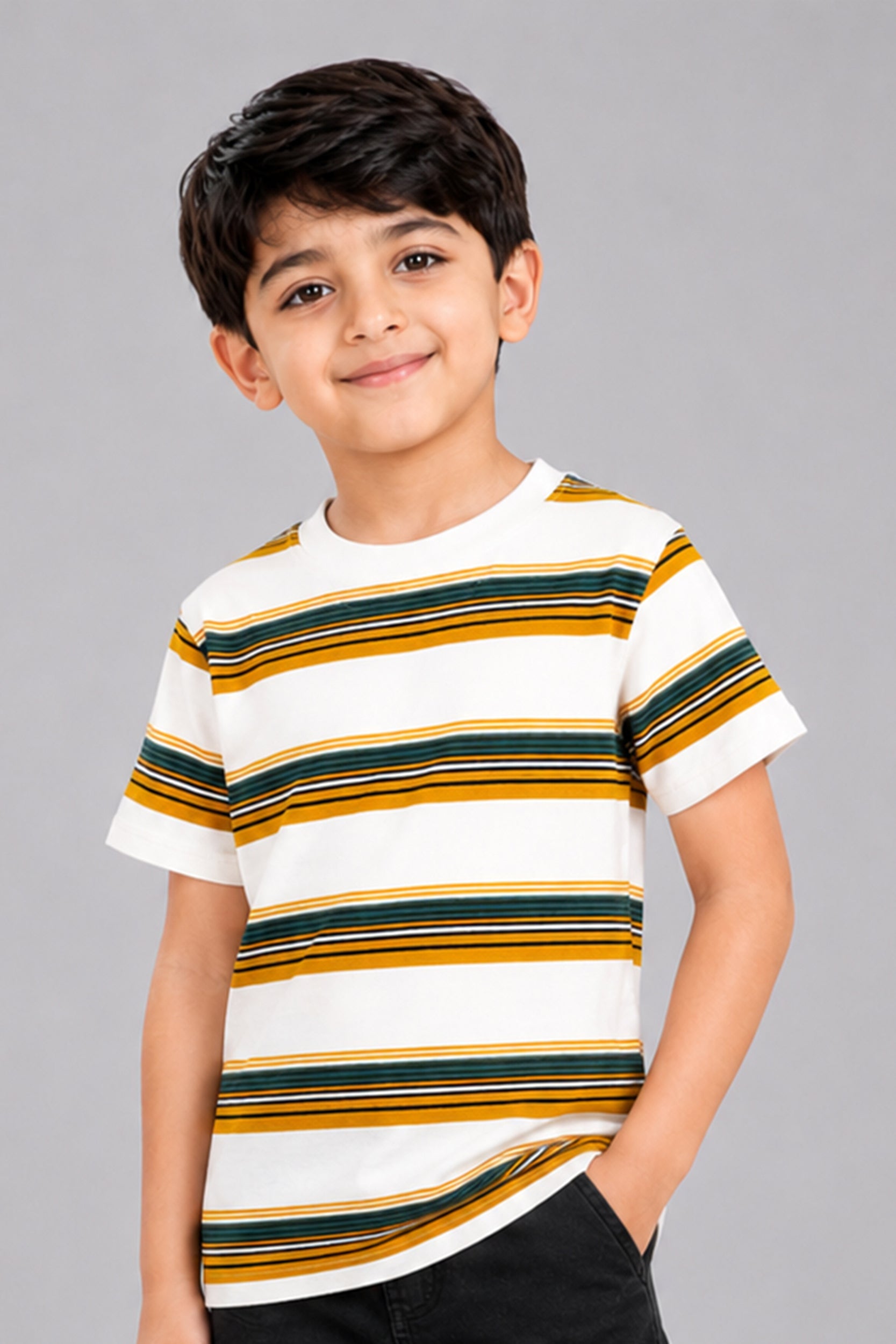 Boy's Striped Multi-Color T-Shirt | Giggles Crew Kids Clothing Pakistan |