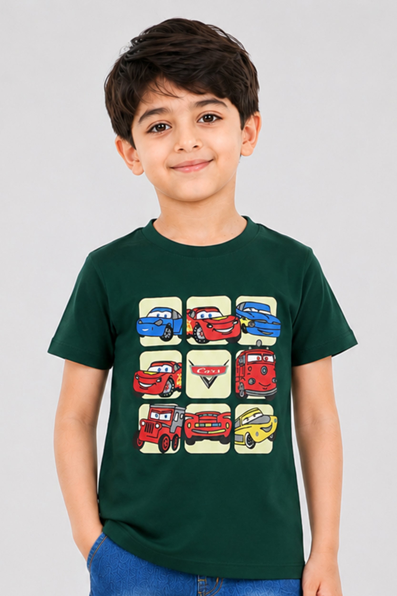 Boys Dark Green Disney Pixar Cars T-Shirt | Giggles Crew Kids Clothing Pakistan |