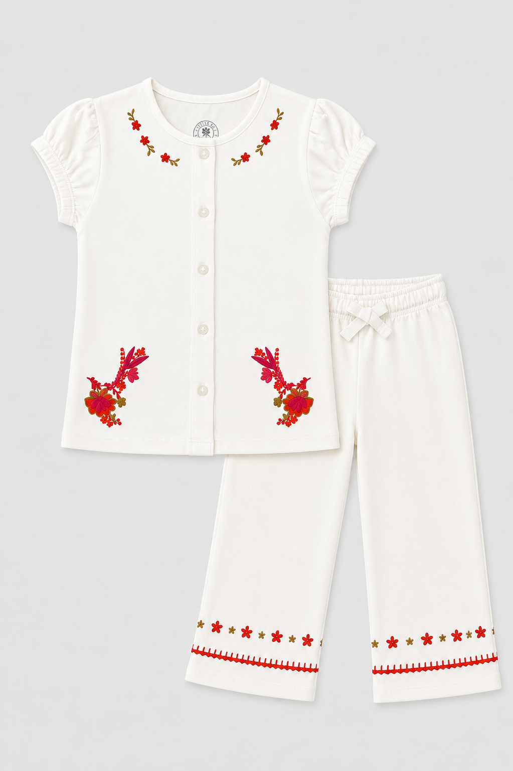 Girl's Charm White Co-ord Set