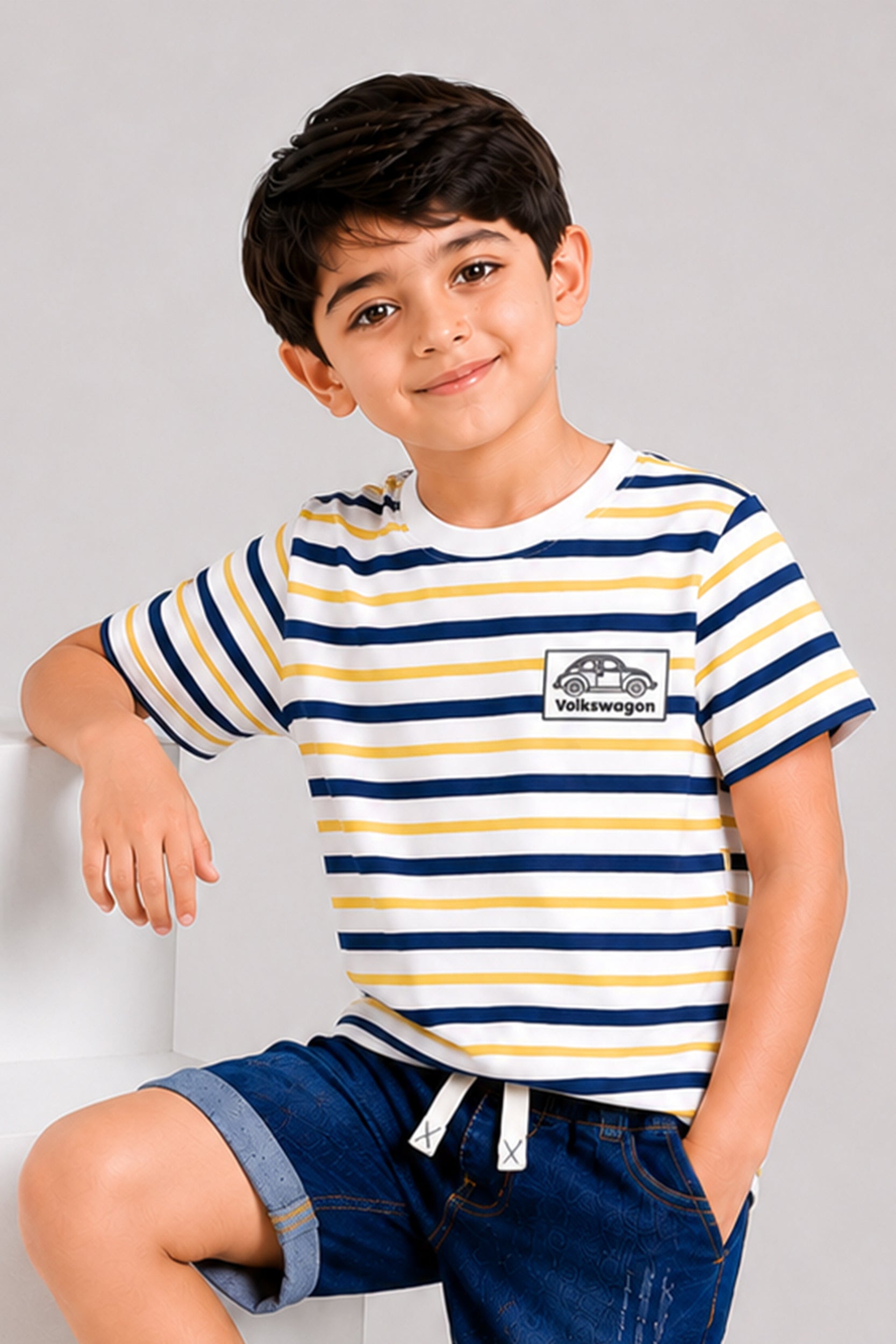 Boys multicolor straped T shirt | Giggles Crew Kids Clothing Pakistan |