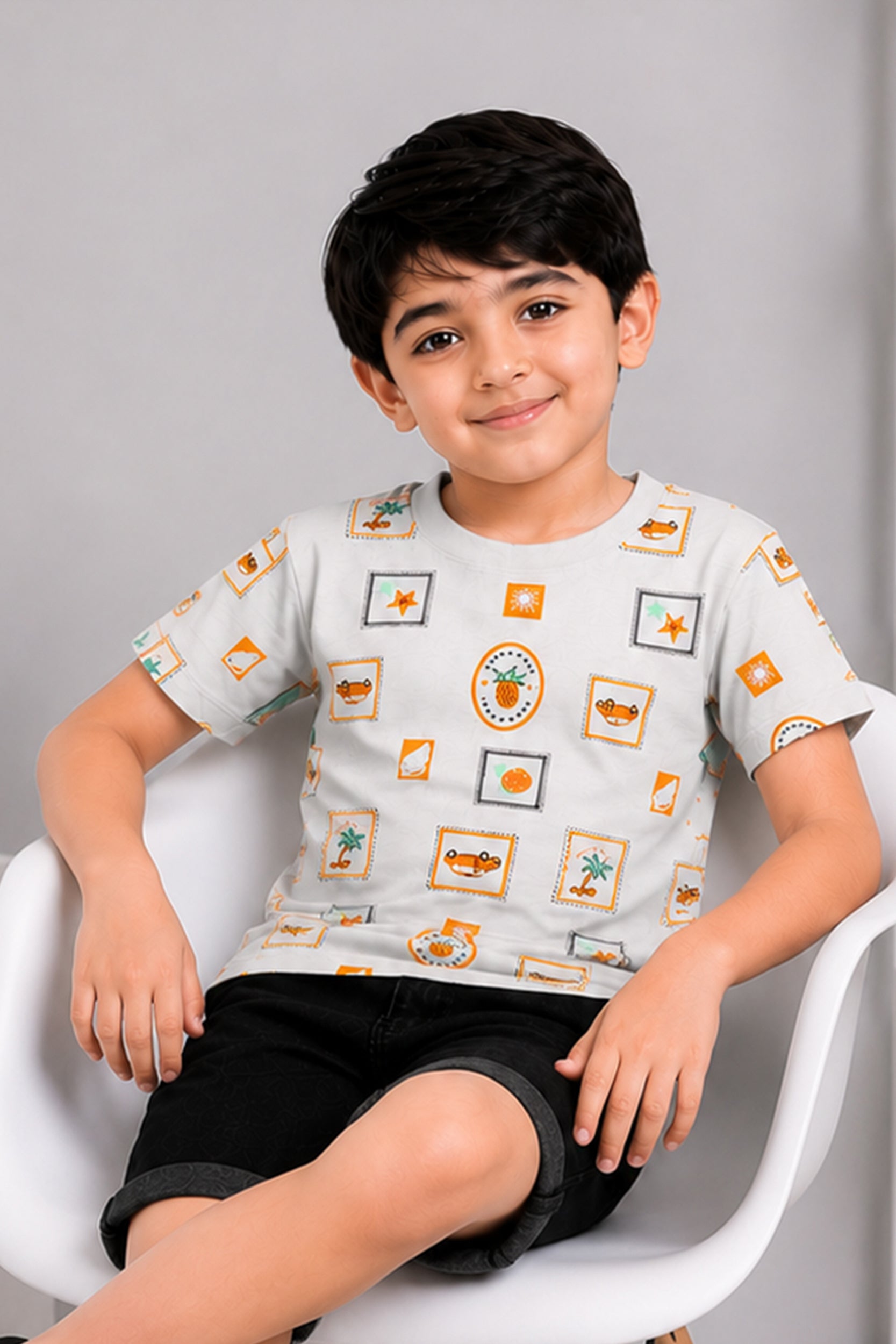 Boys Pineapple Vacation Printed T-Shirt | Giggles Crew Kids Clothing Pakistan |