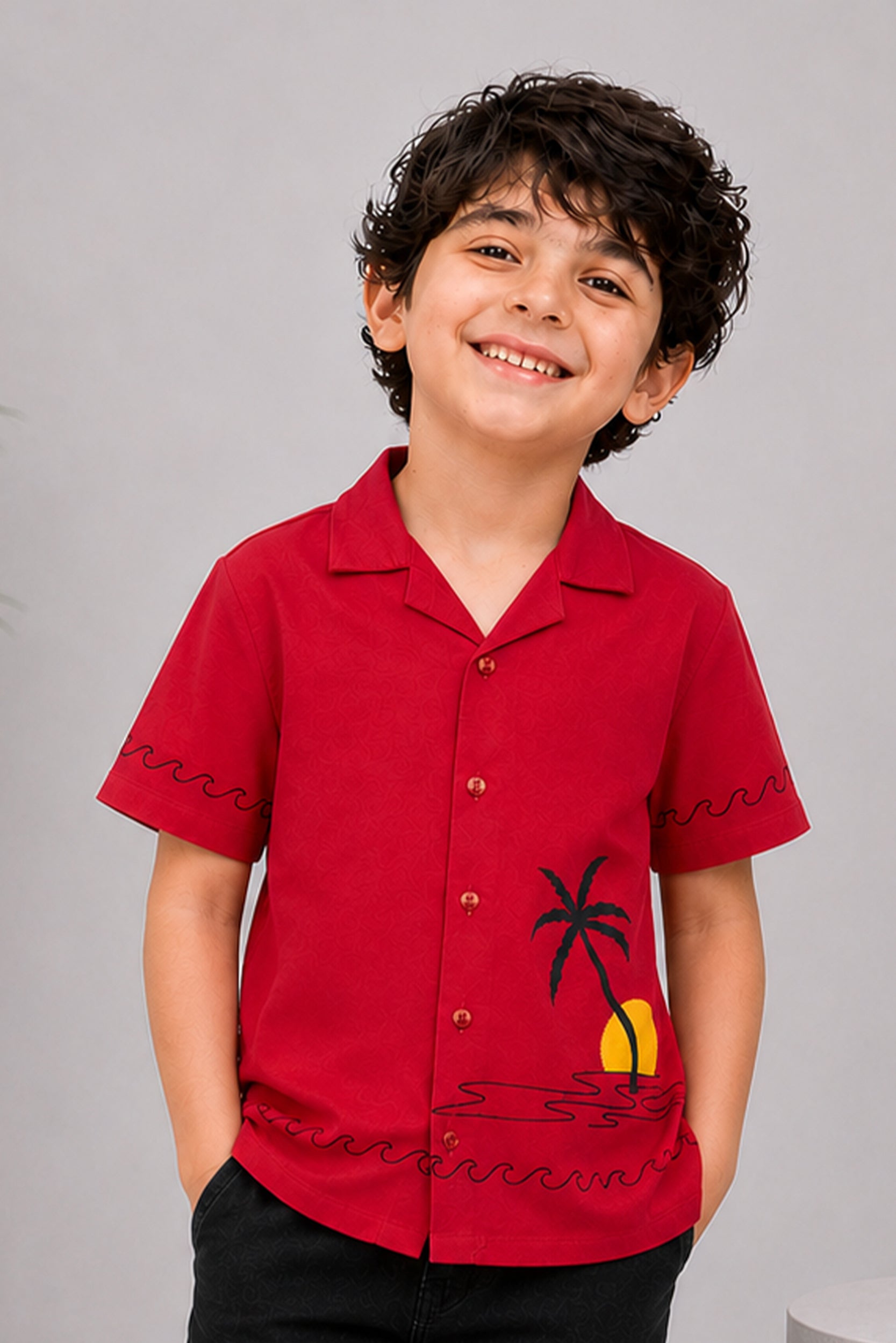 Boys Sunset Palm Resort Shirt | Giggles Crew Kids Clothing Pakistan |