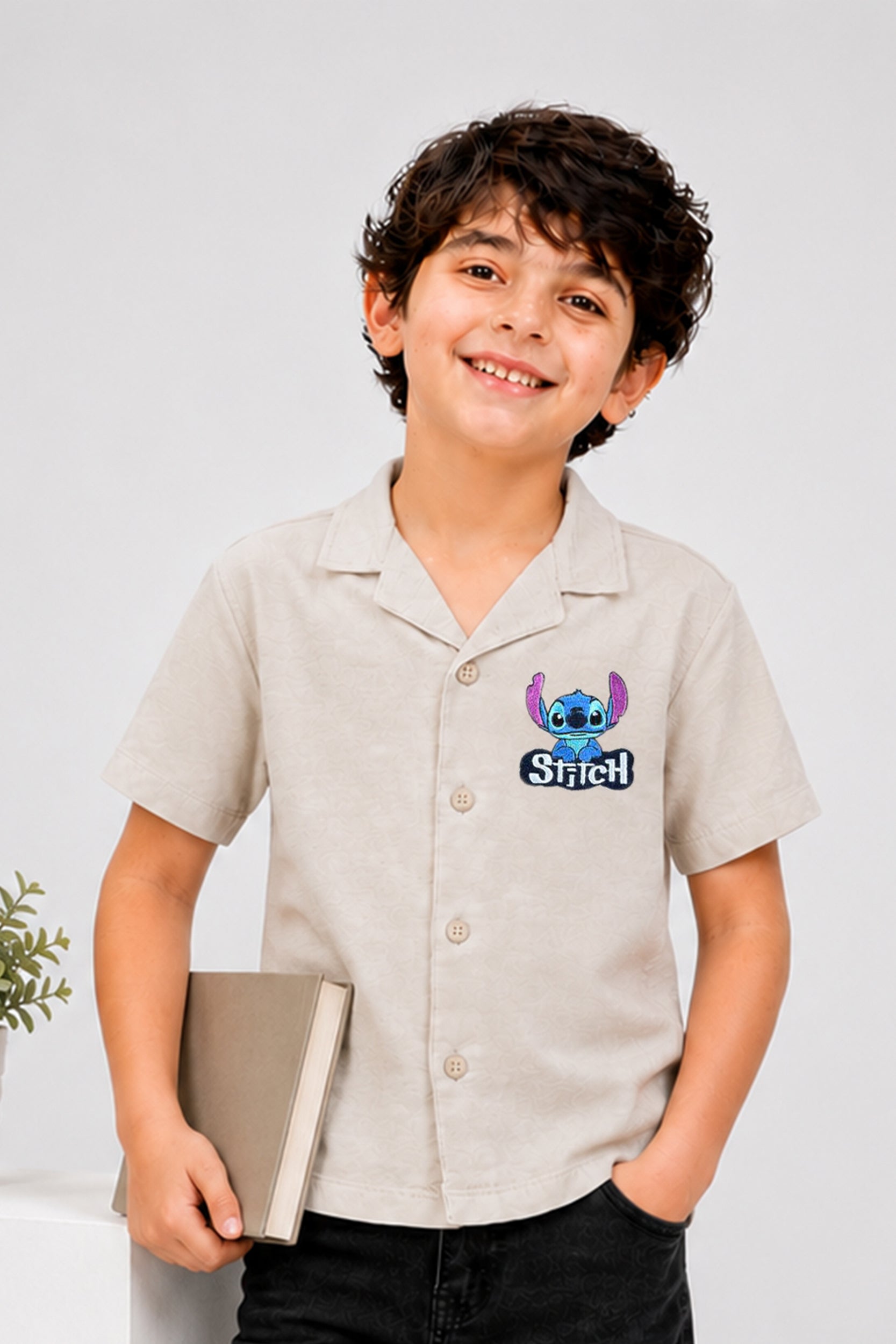 Boys Stitch Charm Cuban Collar Shirt | Giggles Crew Kids Clothing Pakistan |