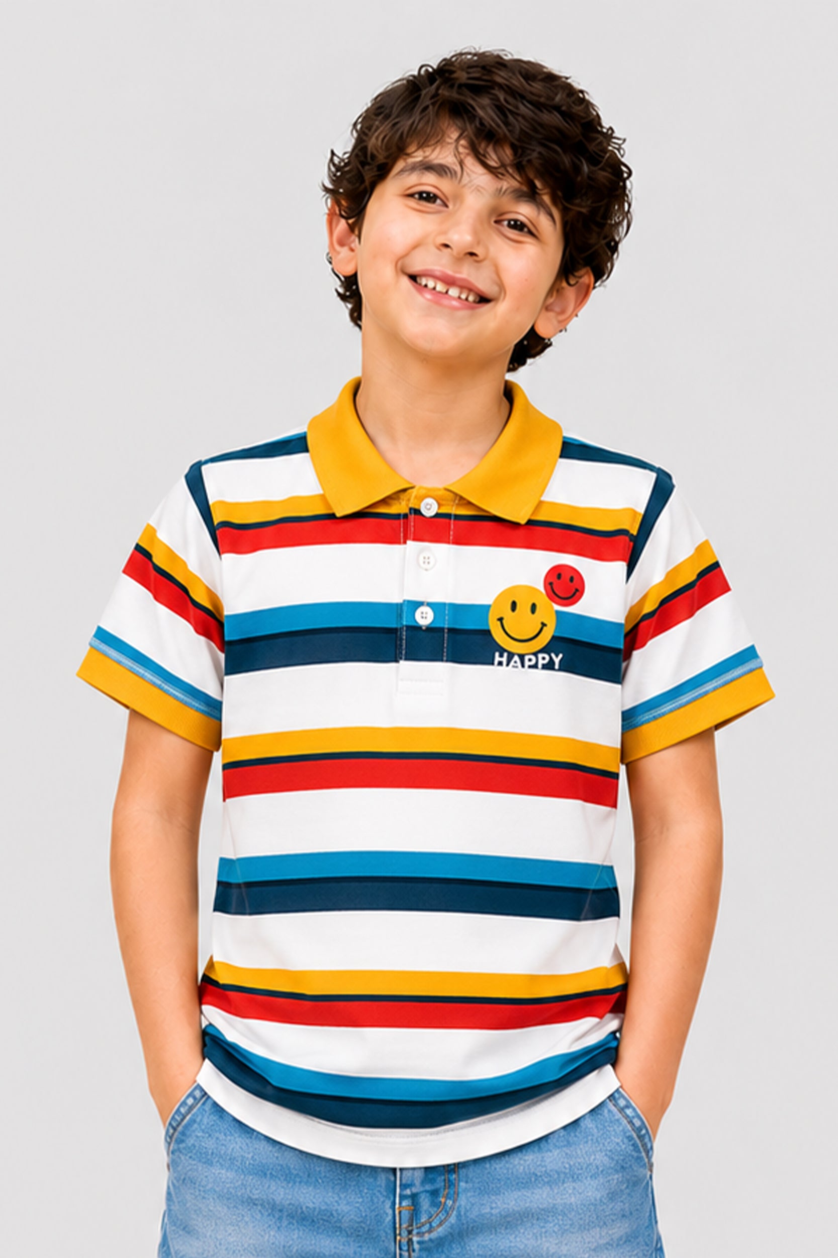 Boys Rainbow Stripe Polo Shirt