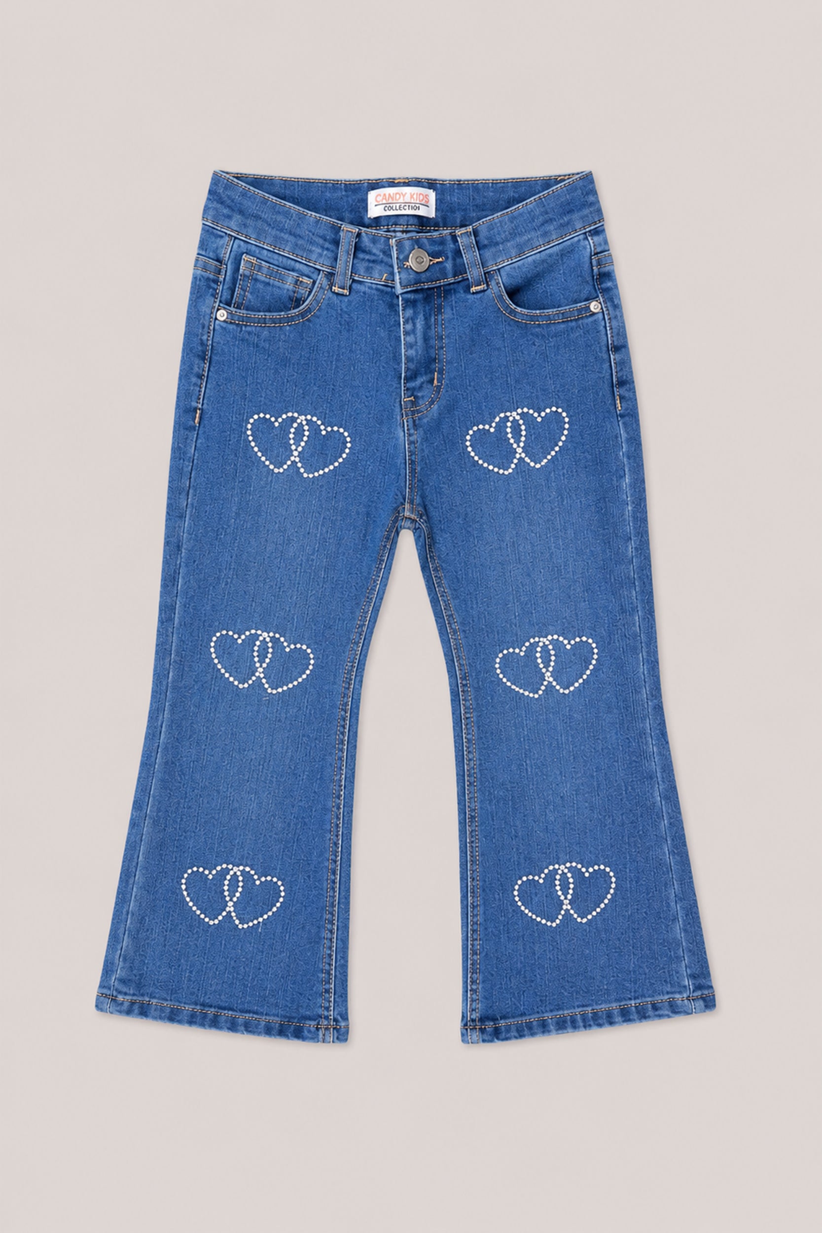Girls Heart Glow Flare Jeans | Giggles Crew Kids Clothing Pakistan |