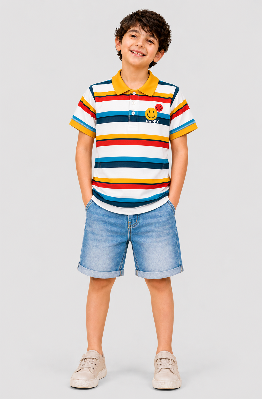 Boys Rainbow Stripe Polo Shirt