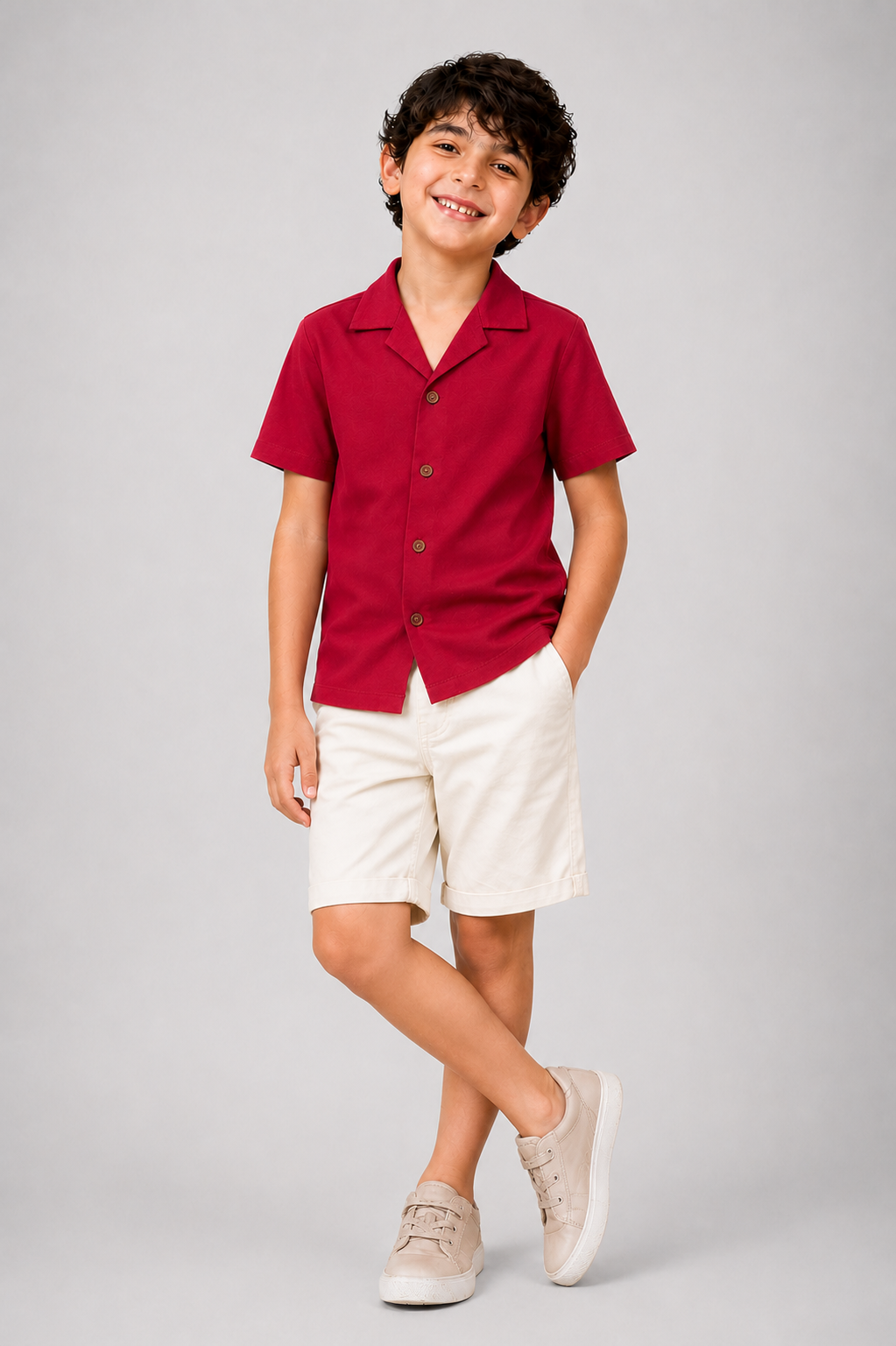 Classic Burgundy Camp-Collar Shirt