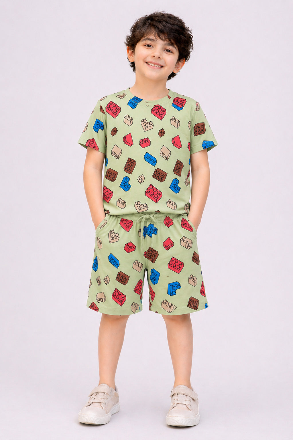 Boys PlayBlock Summer Co-ord Set | Giggles Crew Kids Clothing Pakistan |