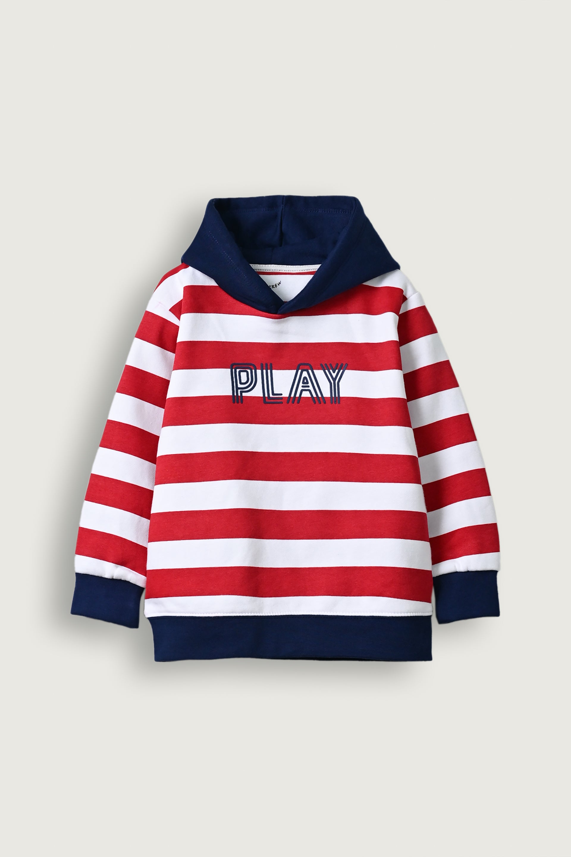 Boys play red and blue striped fleece hoodie