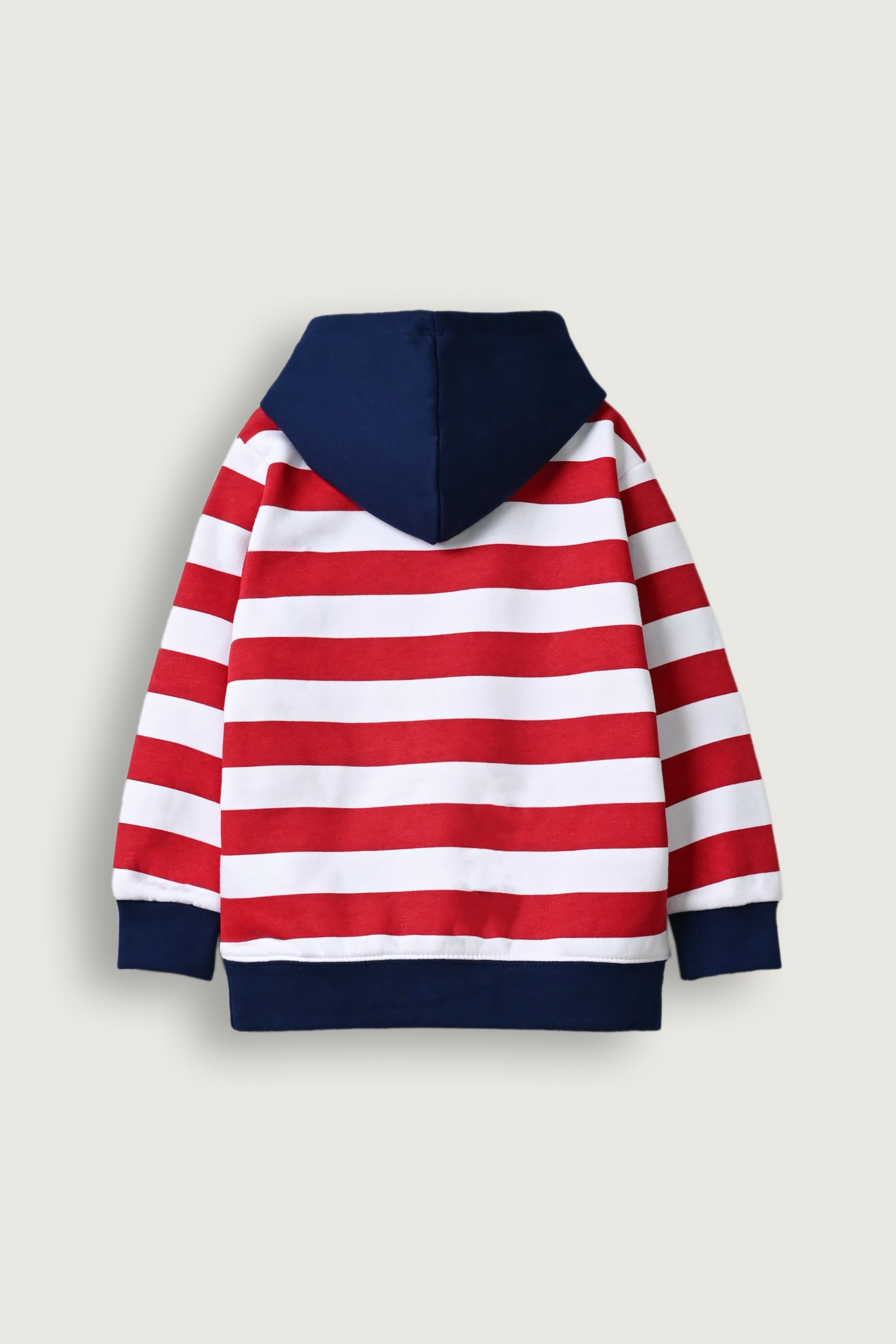 Boys play red and blue striped fleece hoodie