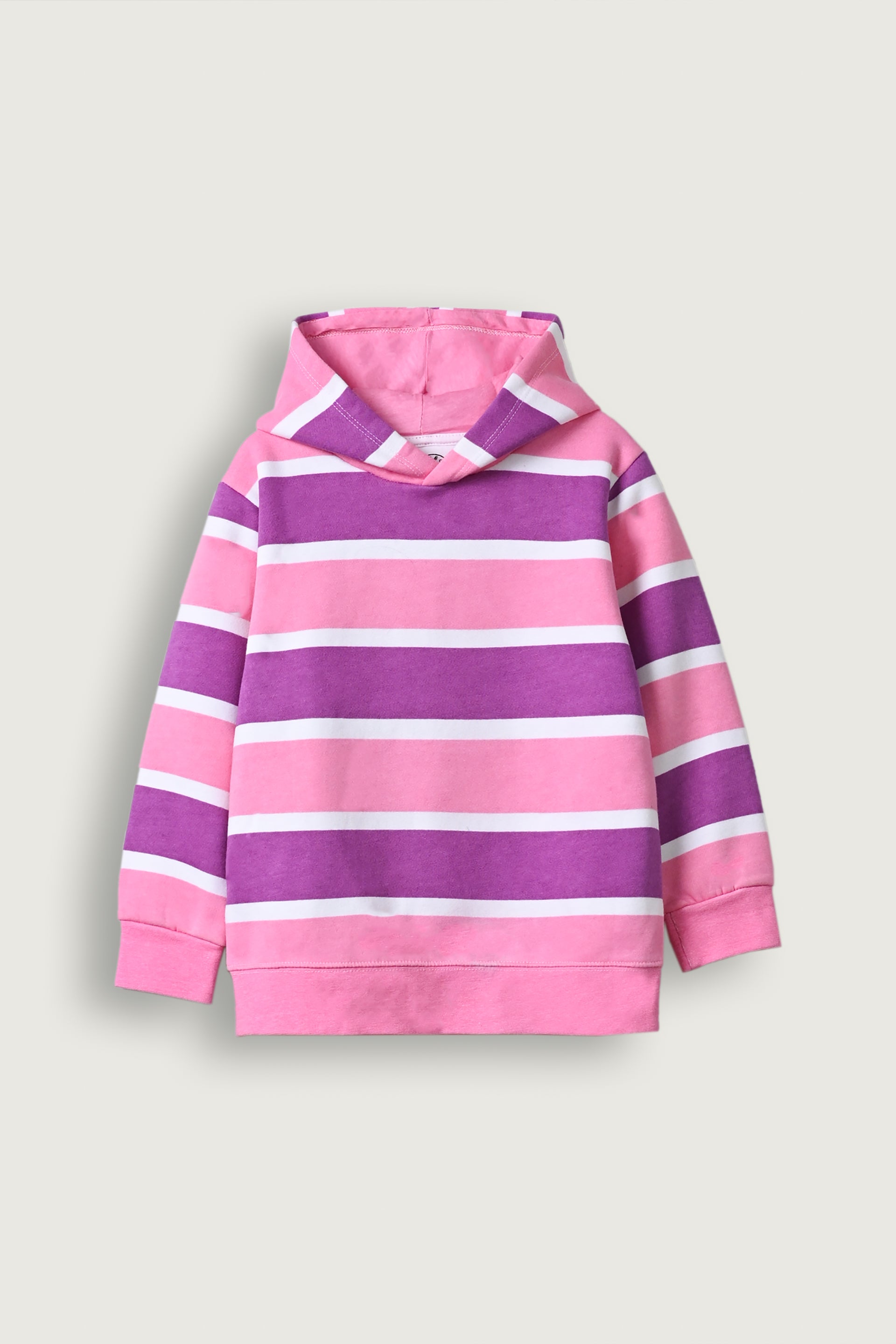 Girls purple and pink striped fleece hoodie