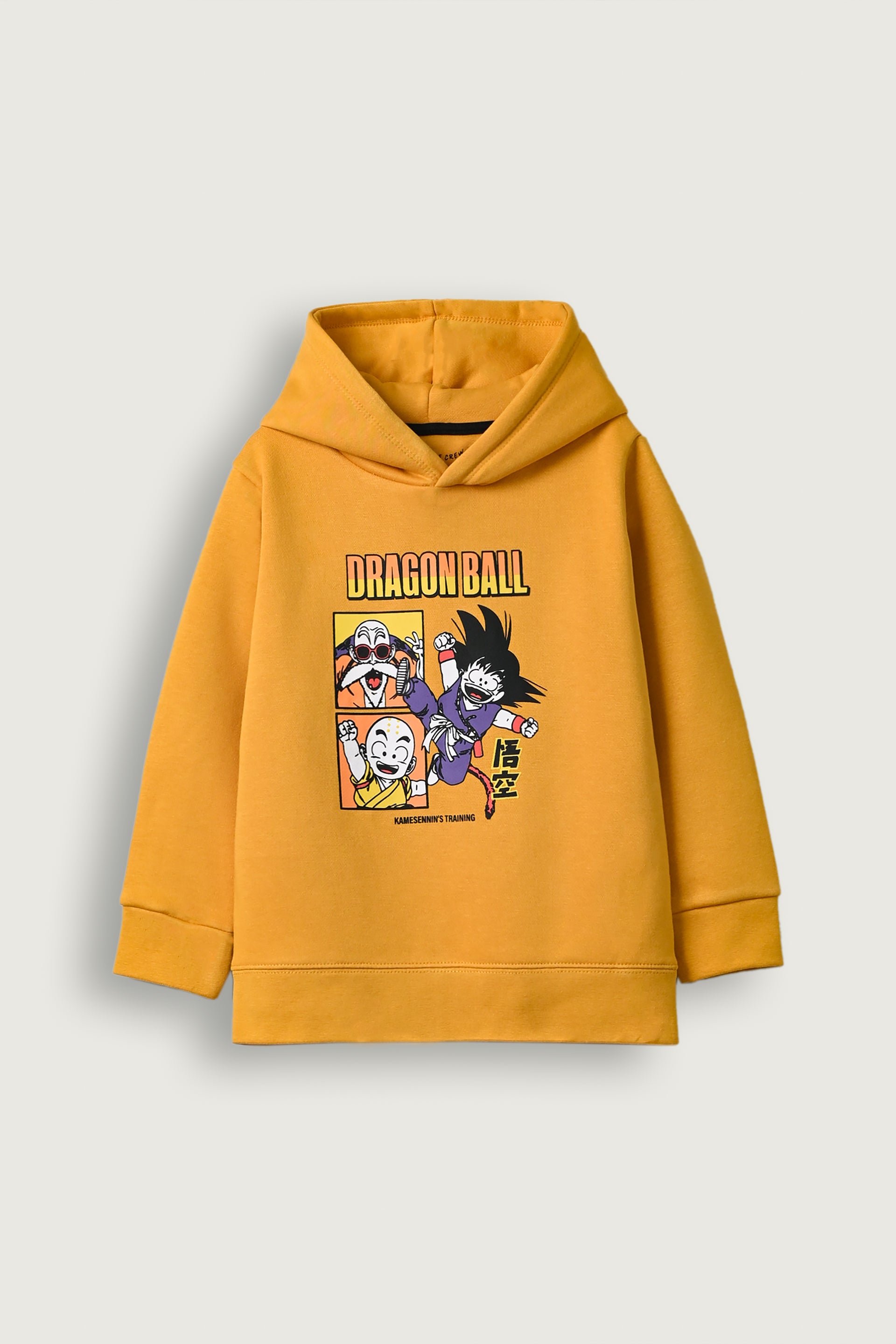 Boys mustard sonic charater printed fleece hoodie
