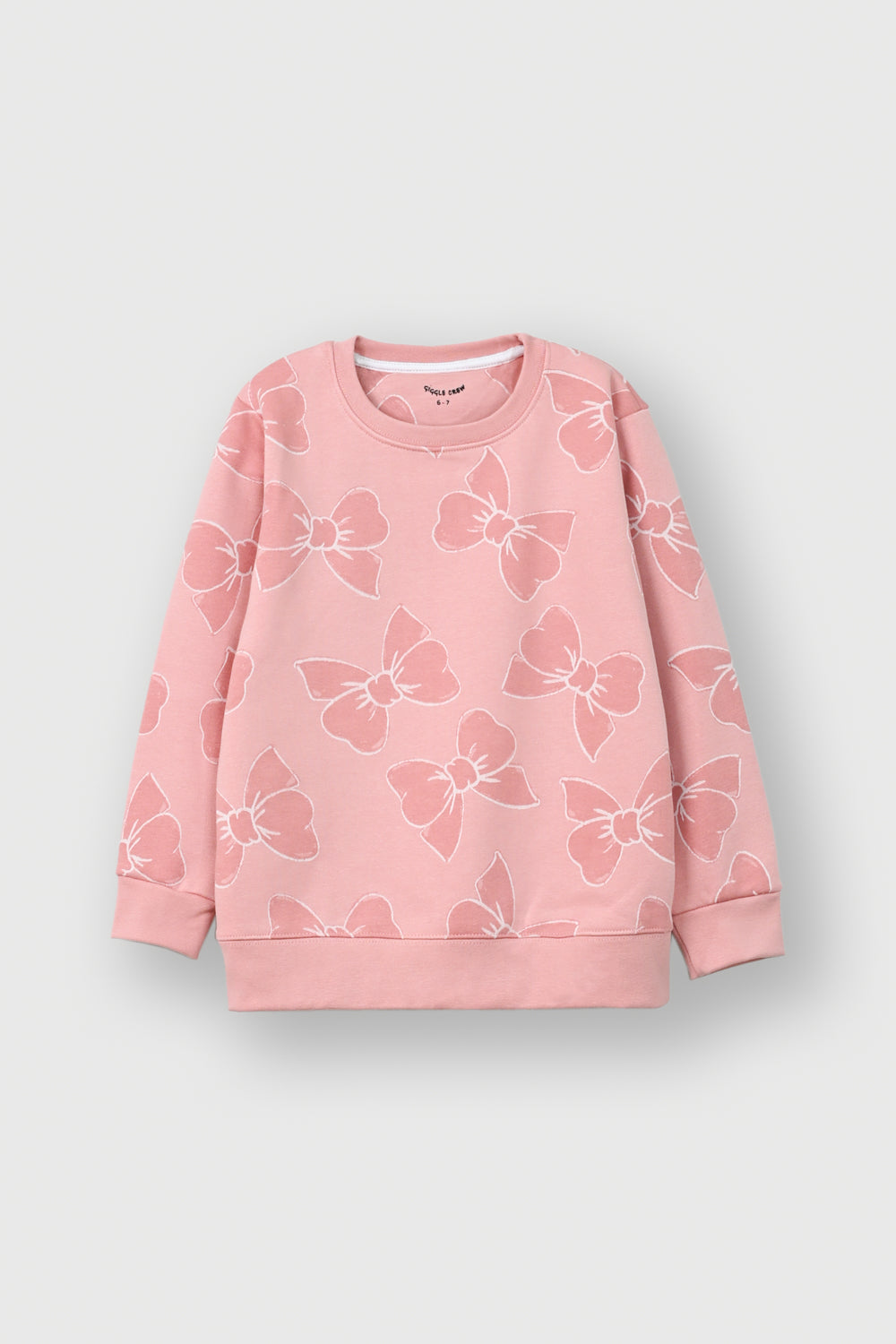 Girls dusty pink bow rotary sweat shirt