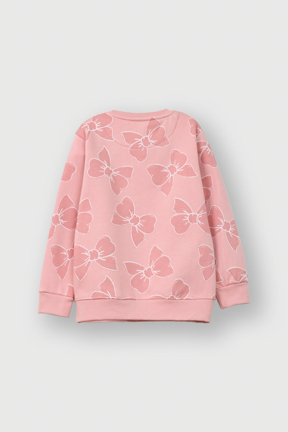 Girls dusty pink bow rotary Fleece suit