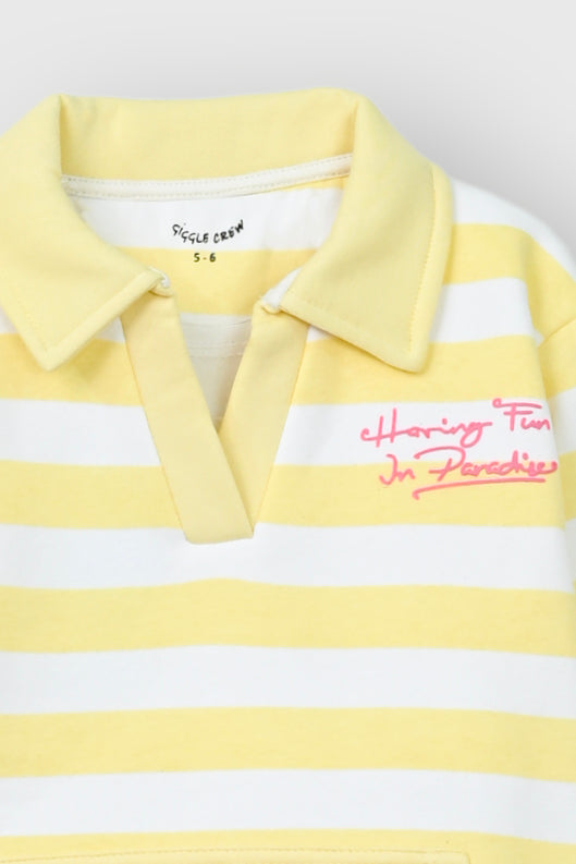 Girls lime striped with pocket flees suit