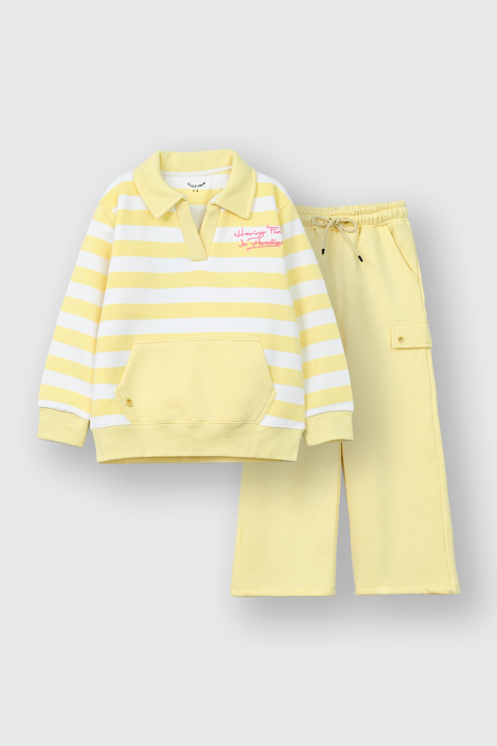 Girls lime striped with pocket flees suit