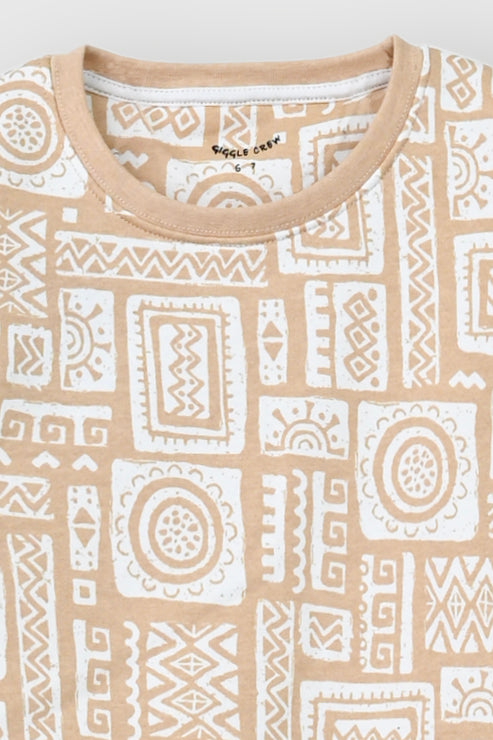 Boys Beige and White Graphic Sweater sweatshirt