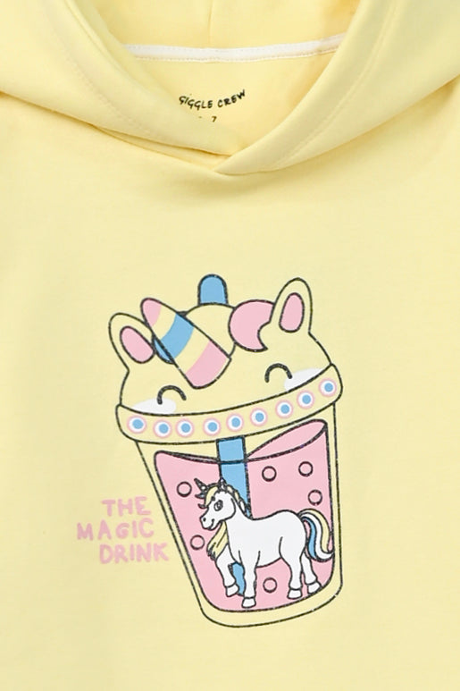 Girls unicorn printed hooded Fleece suit