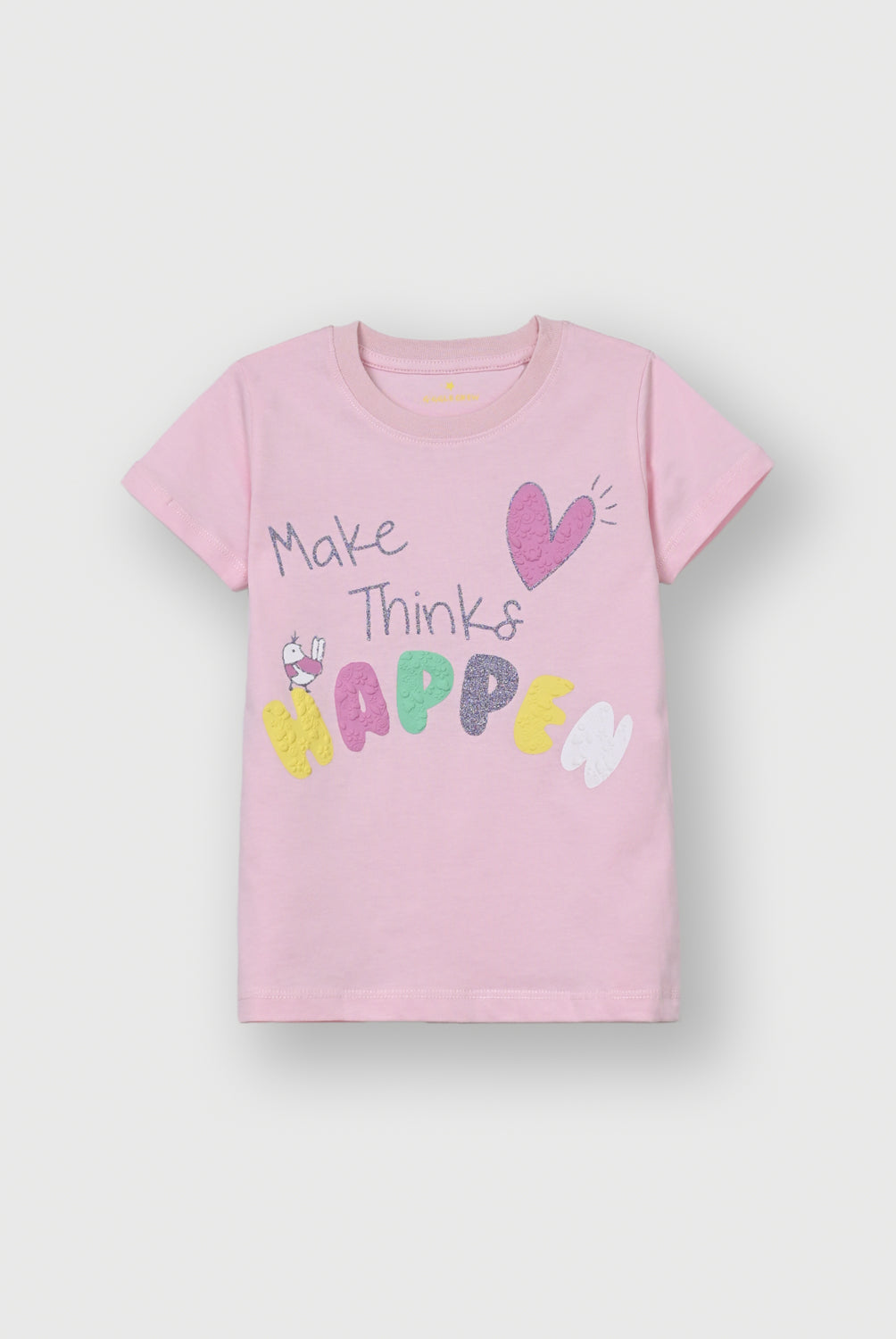 Girls light Pink Short Sleeve T-Shirt | Giggles Crew Kids Clothing Pakistan |