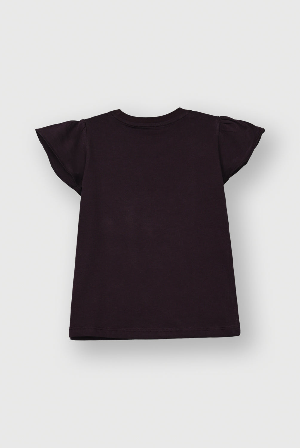 Girls Dark Plum Flutter Sleeve T-Shirt | Giggles Crew Kids Clothing Pakistan |