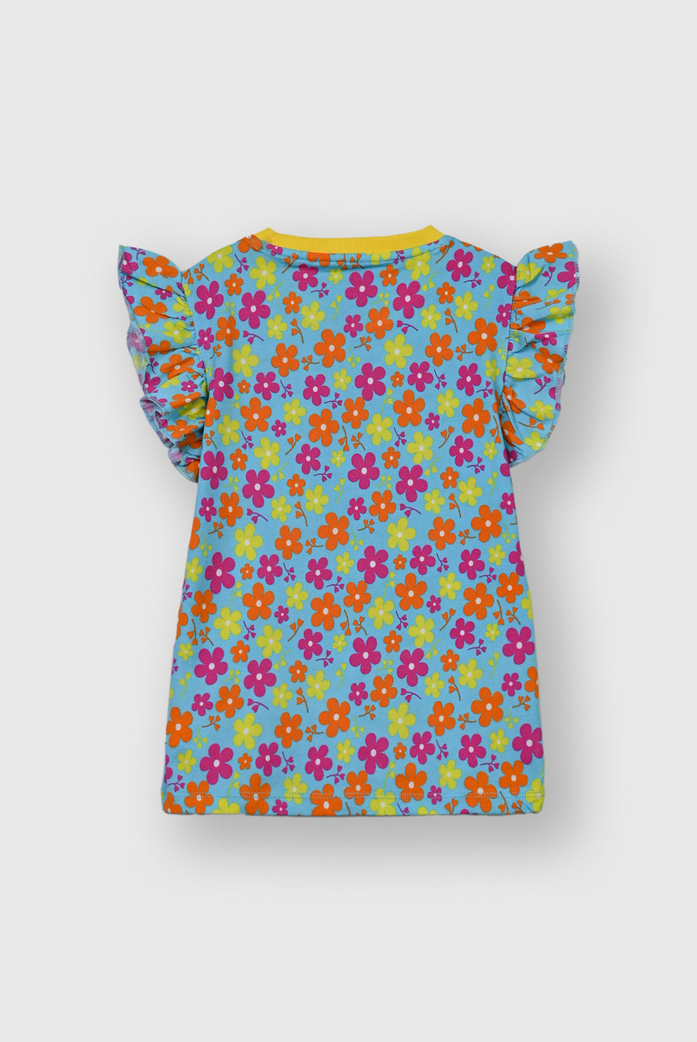 Girls Sky Blue Base and colourful Sunflower T-Shirt