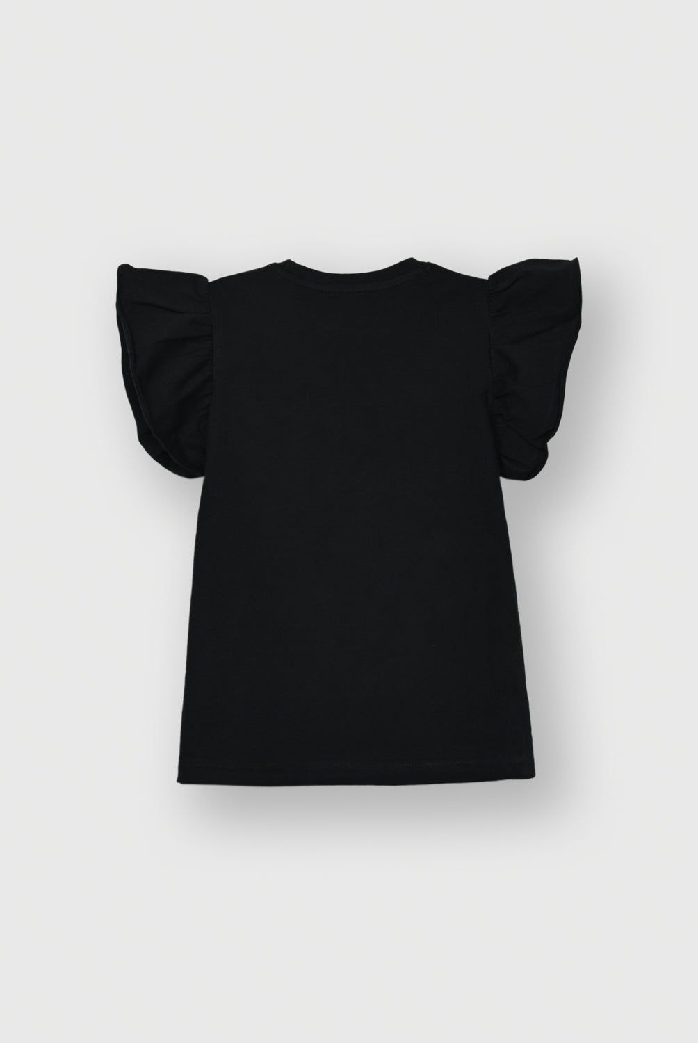 Girls Black Flutter Sleeve T-Shirt